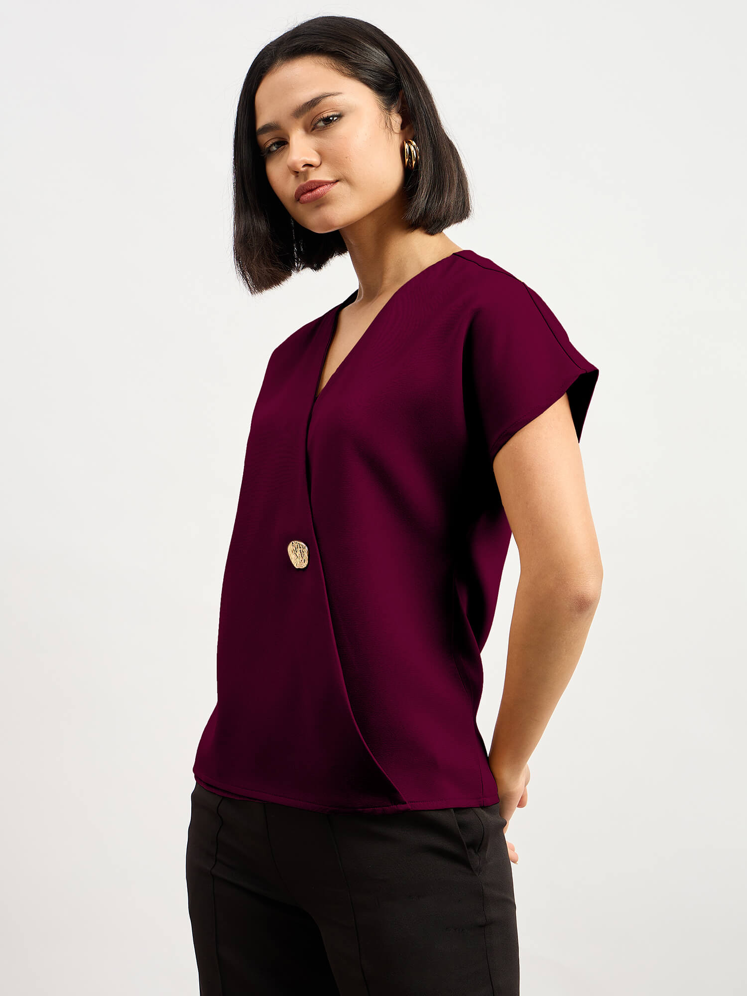 Brogia Overlap Embellished Top-Wine