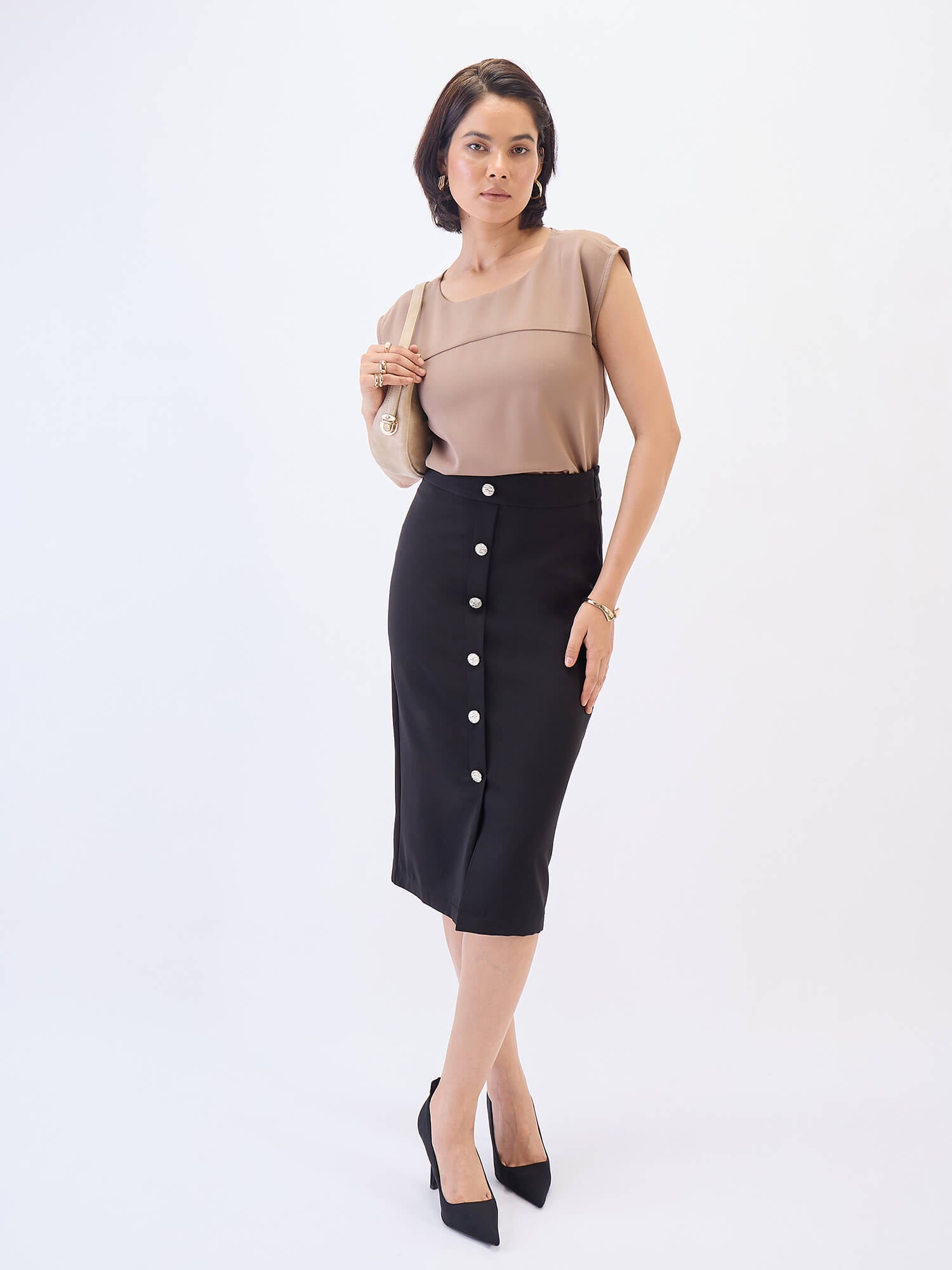Creative Drop shoulder top-Beige - SALT Attire