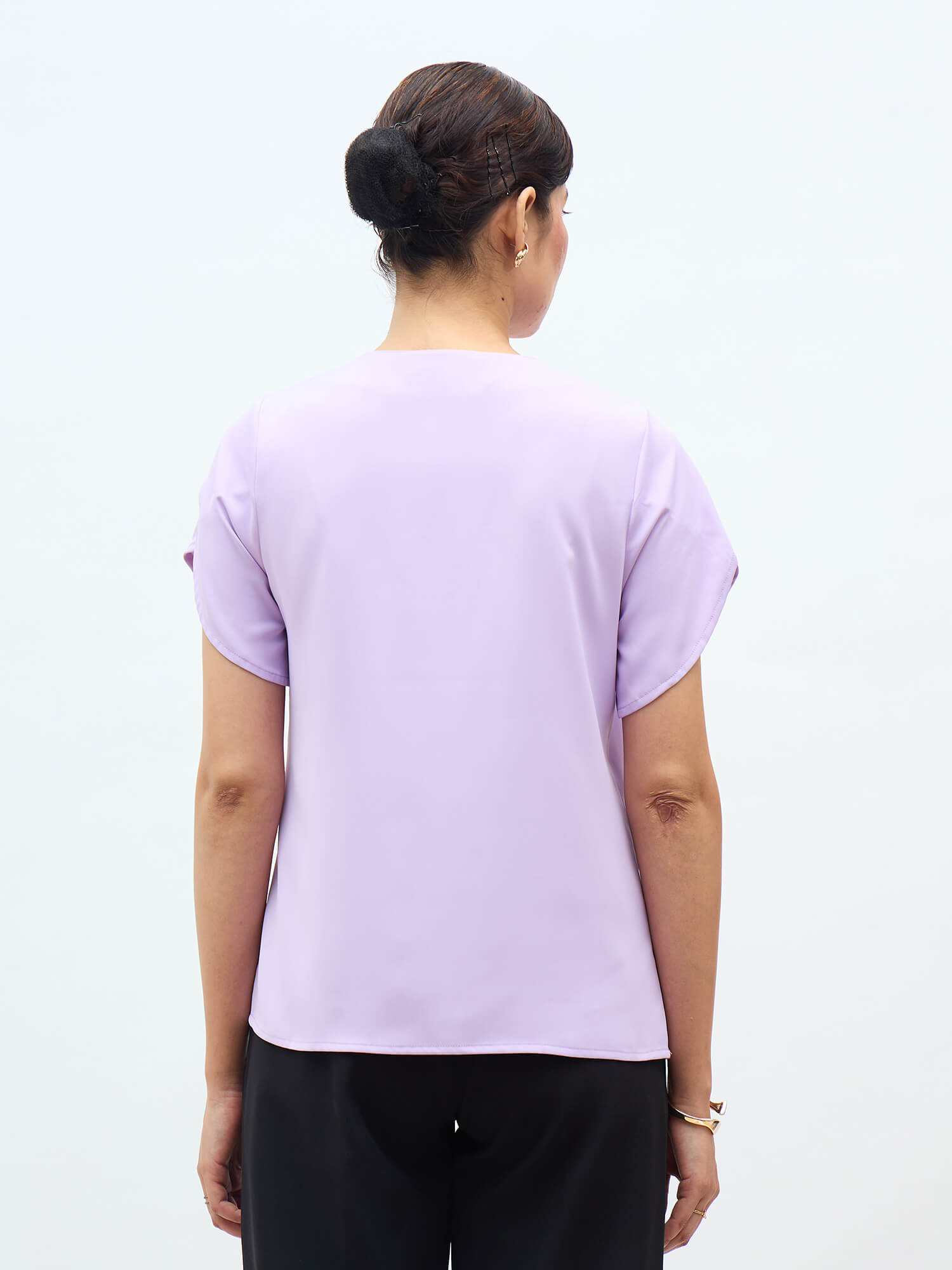 Belma Petal Sleeves Top-Lavender