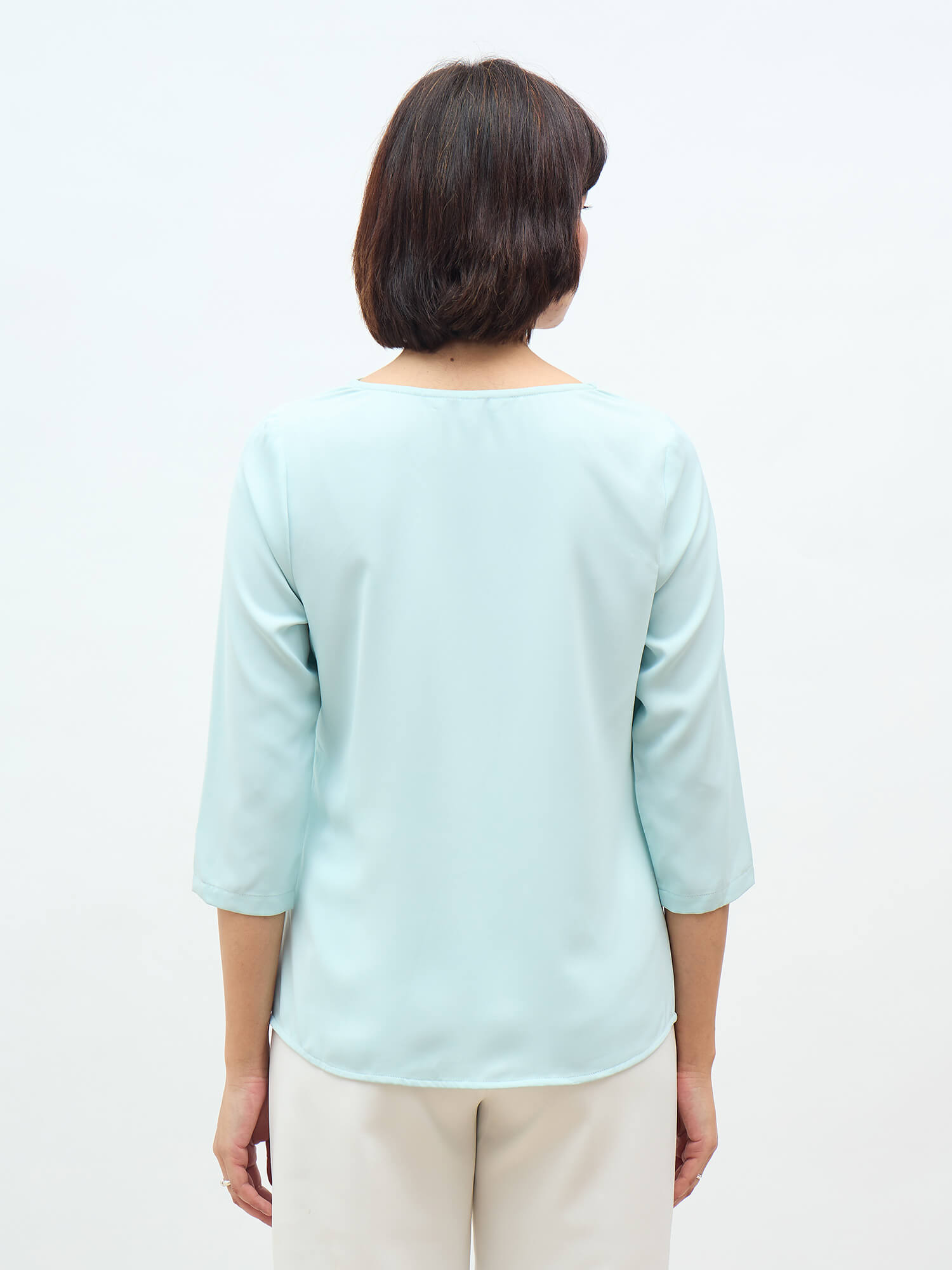 Amela Cowl Neck Top-Ice Blue