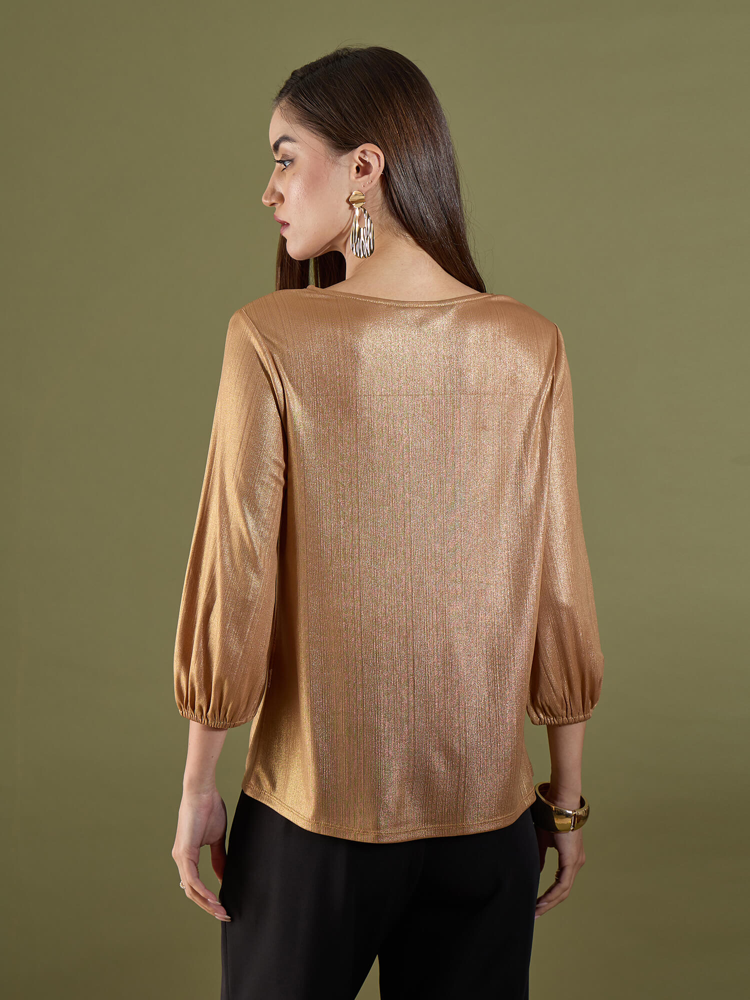 Milana Cowl Neck Top-Golden