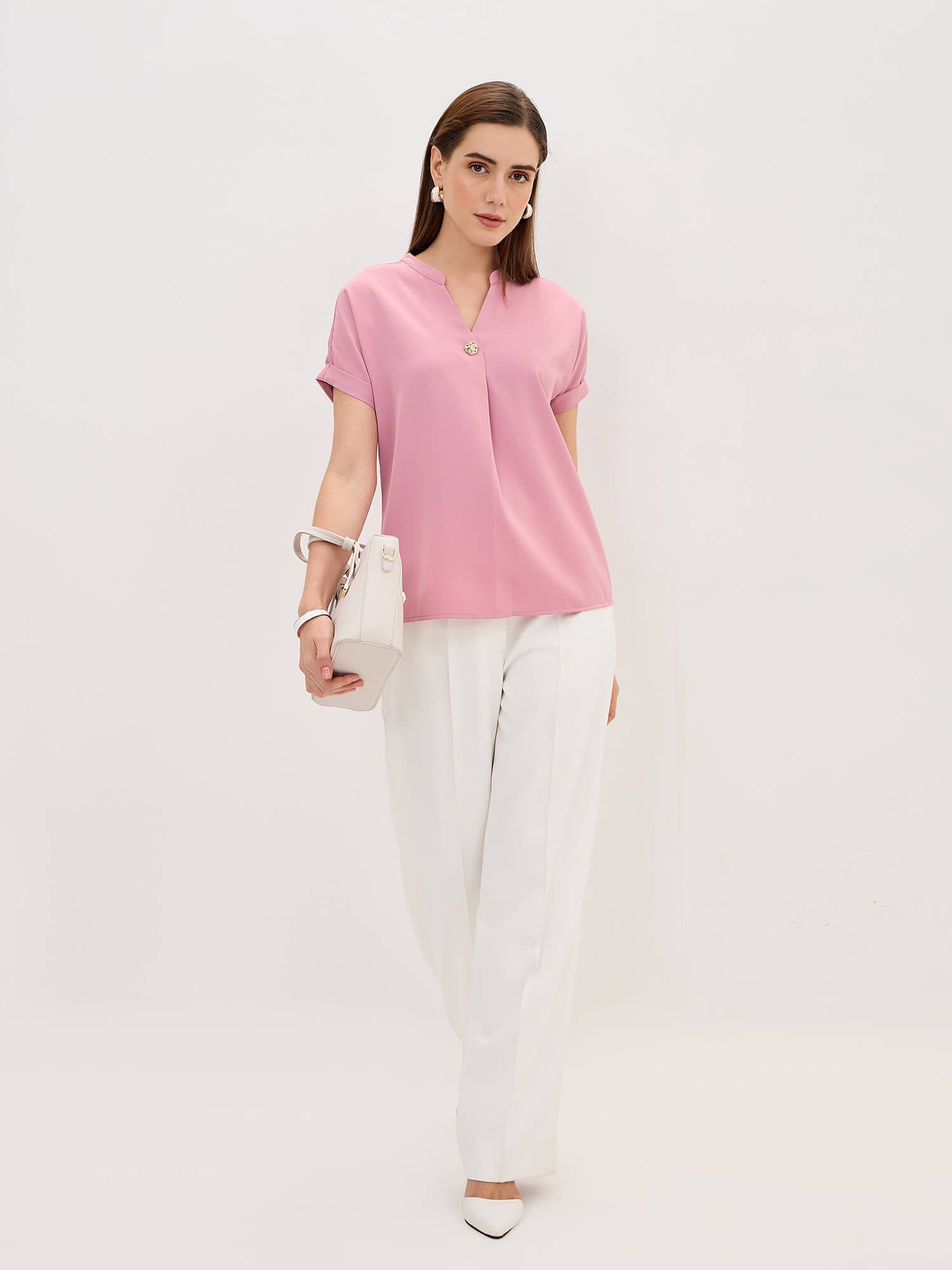 Sandra Drop Shoulder Top-Pink