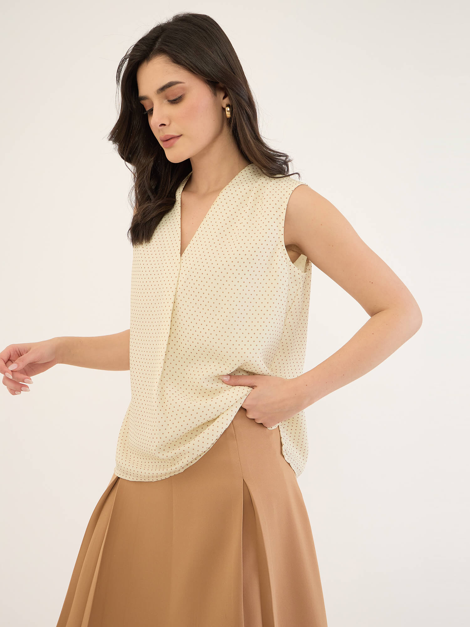 Orlina Pleat Detail Top -Pastel Yellow