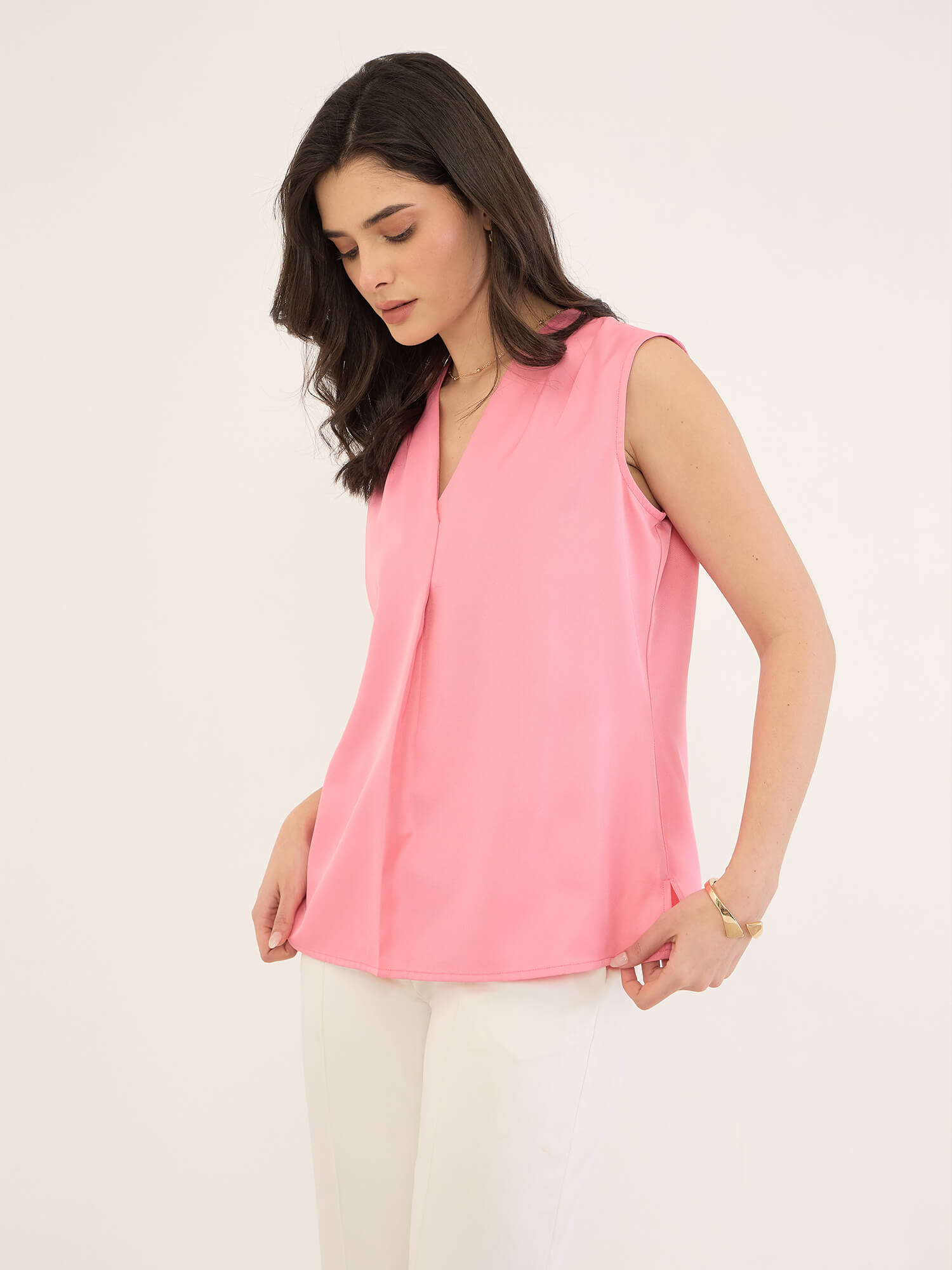 Eira Ruffle Sleeved Top-Candy Pink
