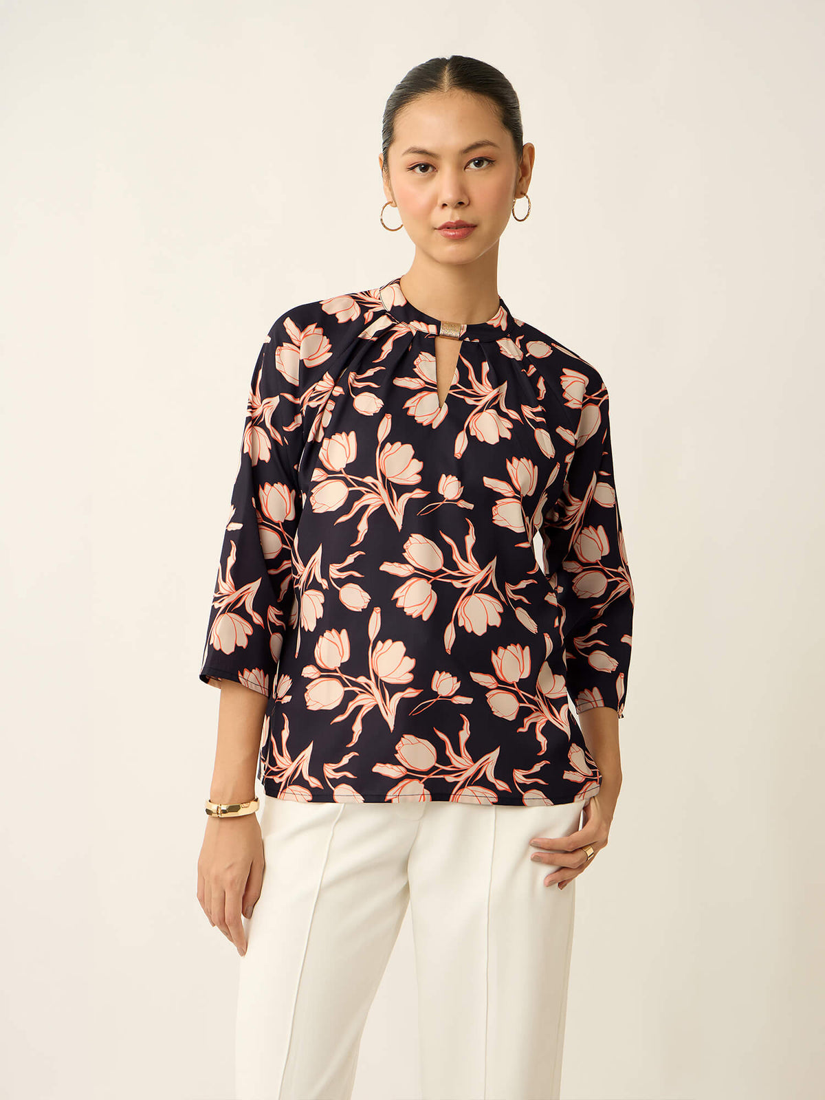 Sahara-Floral Printed Top-Black