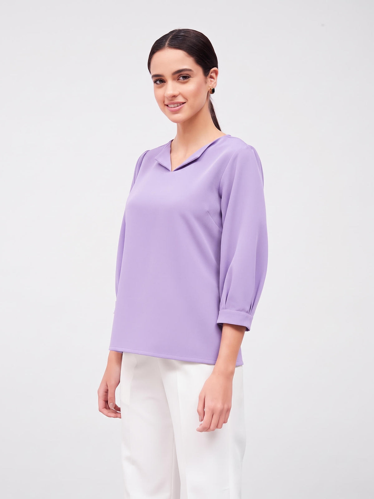 Iridium Puffed Sleeves Top-Lavender