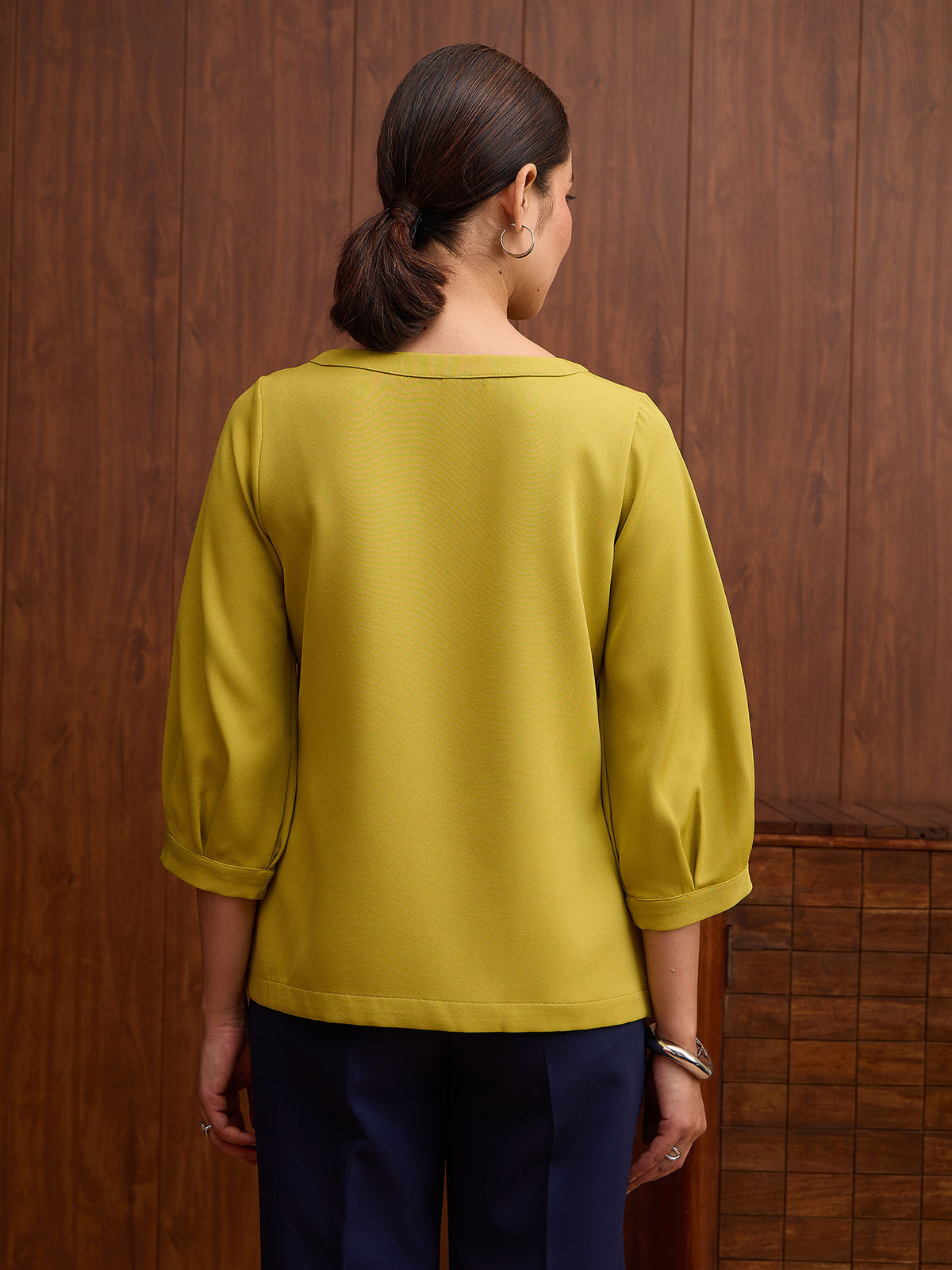 Coconut Lantern Sleeve Top-Chartreuse