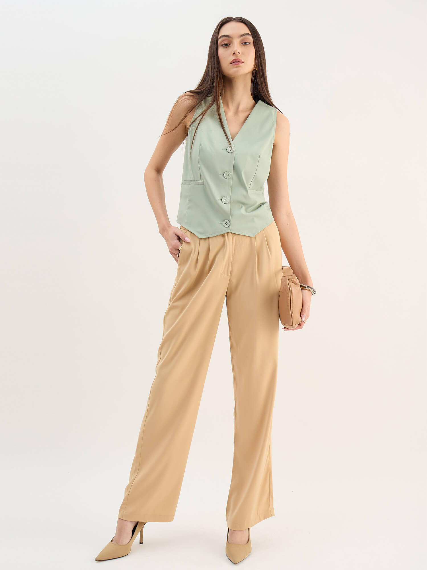 Onara Button-Down Waistcoat-Matcha Green