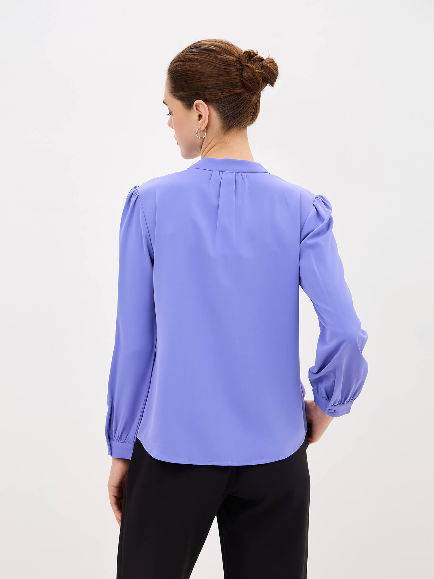 Odyssey Gathered V-Neck Buttoned Top-English Blue