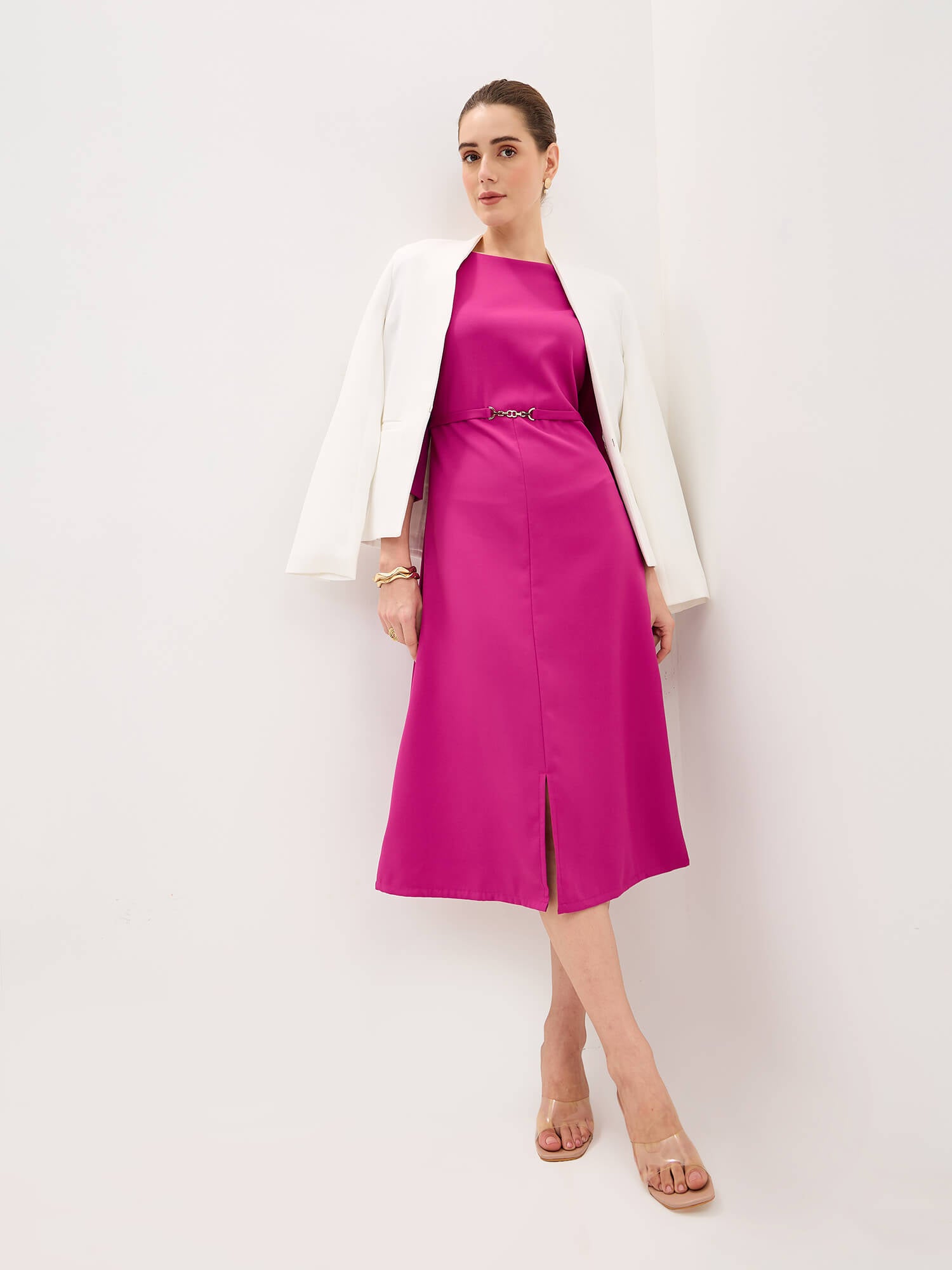Erica Midi Length Dress-Magenta