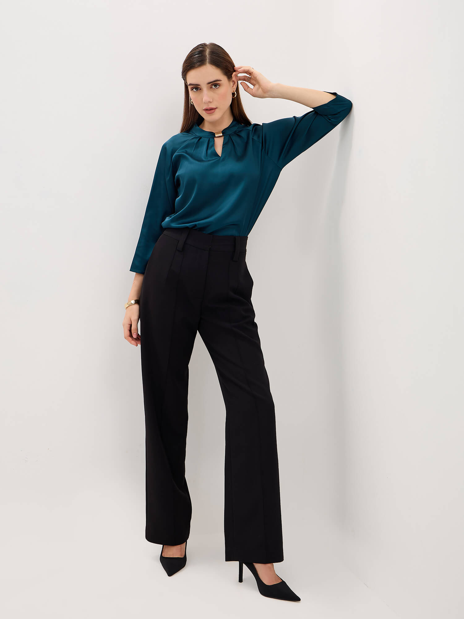 Sahara Trim Detail Top-Teal