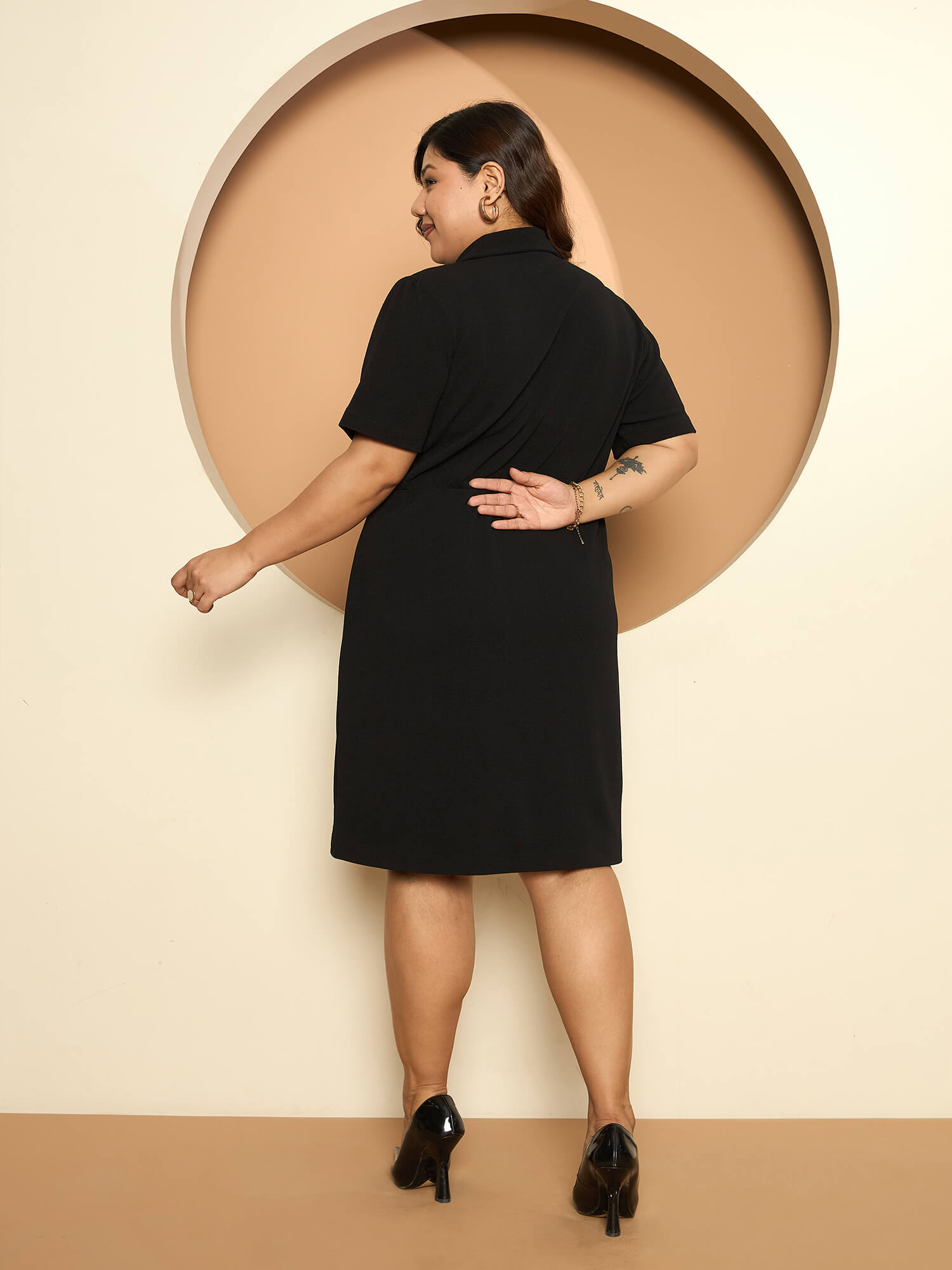 LB-Abigail Button Detail Blazer Dress-Black