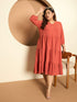 LB-Lavinia Elasticated Sleeve Tiered Dress-Rust