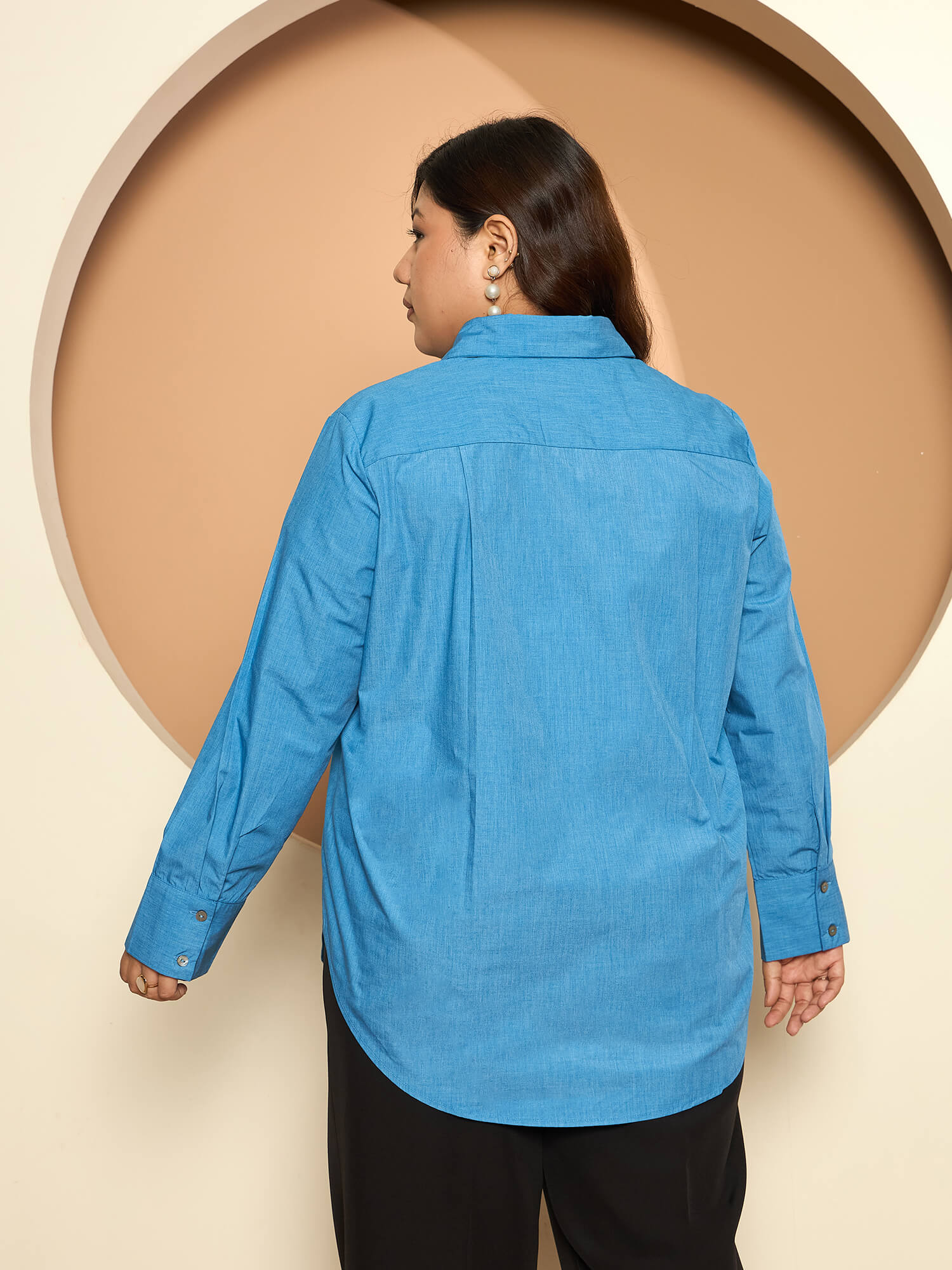 LB-Joyce Hi-Low Button Down Shirt-Light Blue