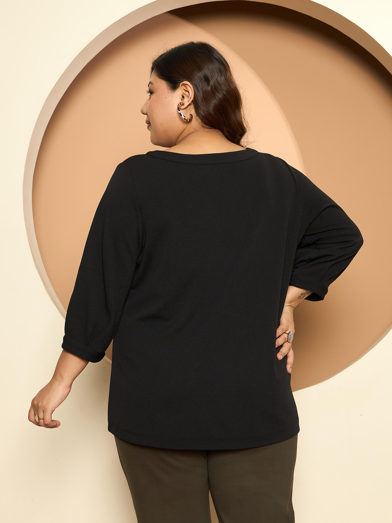 LB-Felicia Puffed Sleeves Top-Black