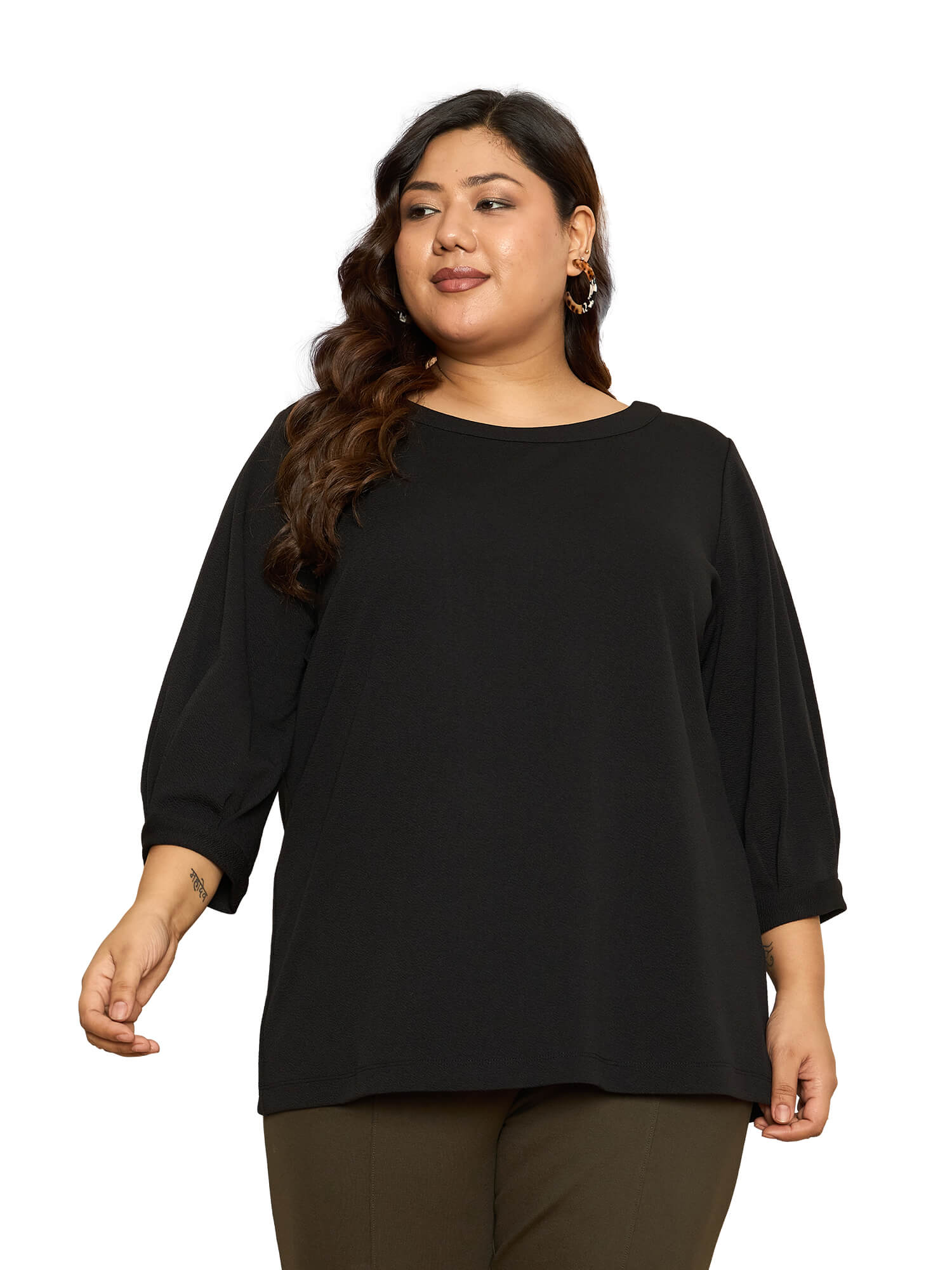 LB-Felicia Puffed Sleeves Top-Black