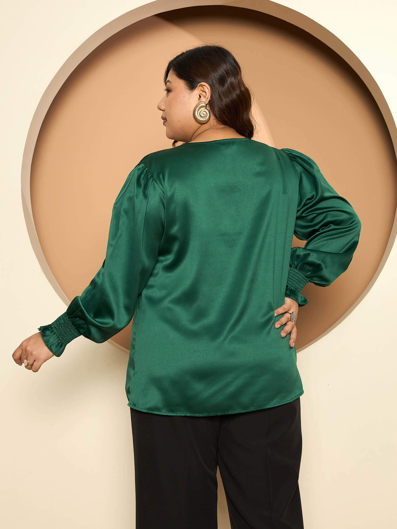 LB-Burry V-Neck Top-Emerald Green