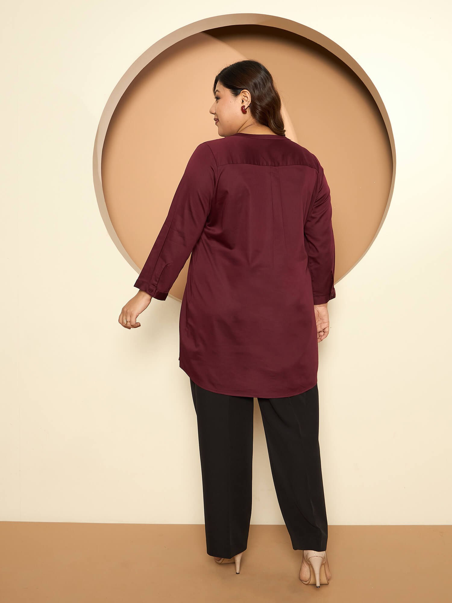 LB-RIgu Pintuck Detail Tunic-Maroon Wine