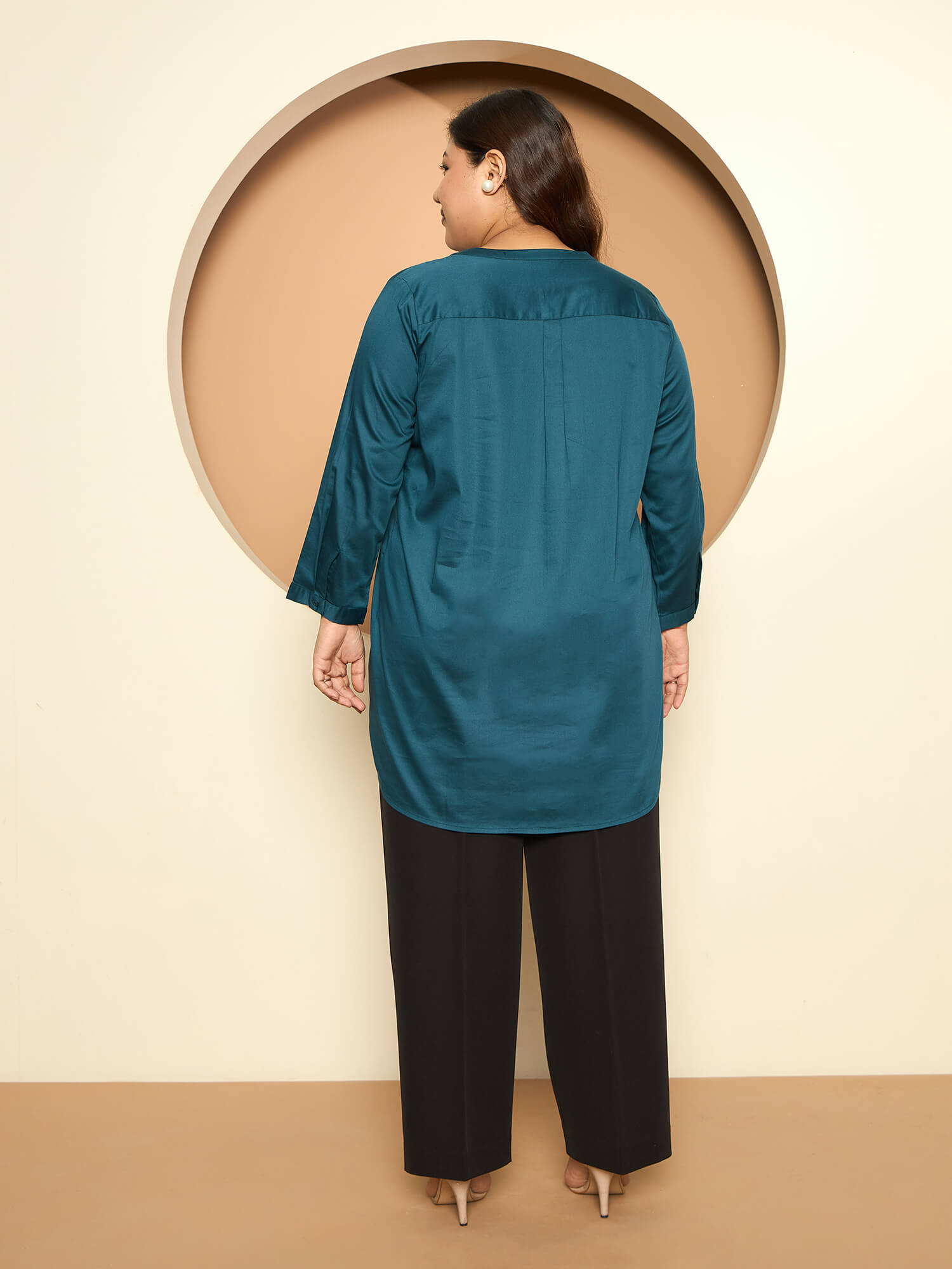 LB-RIgu Pintuck Detail Tunic-Teal Green