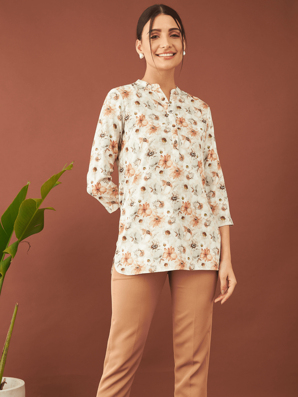 Altea Floral Collared Tunic - Multicolor