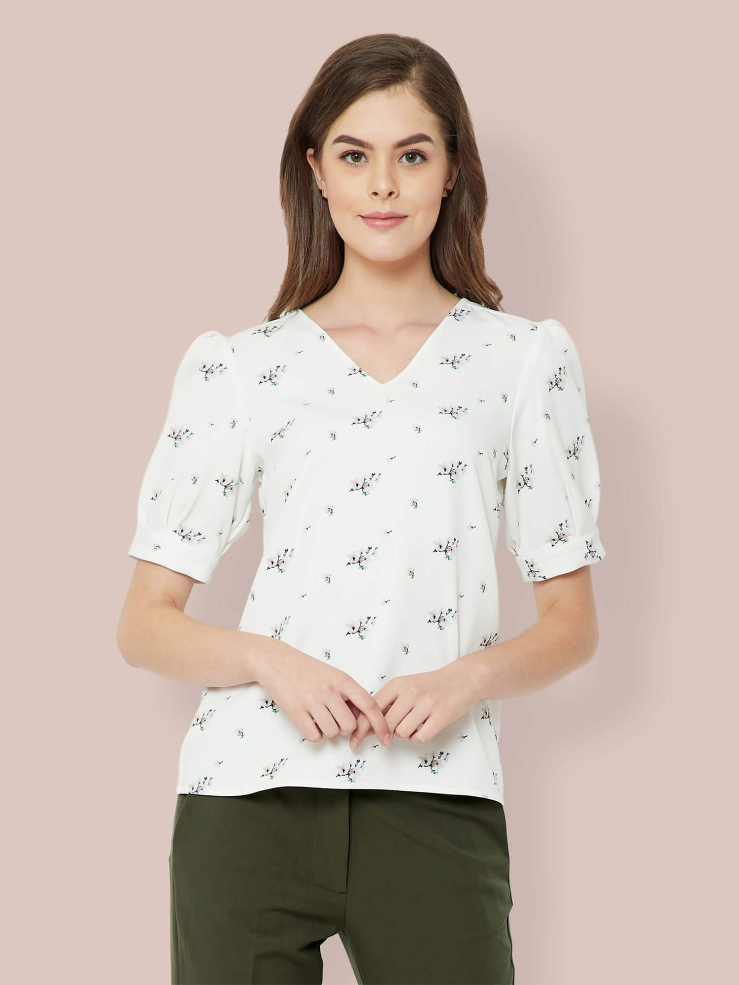 Anne Balloon Sleeves Top - Print