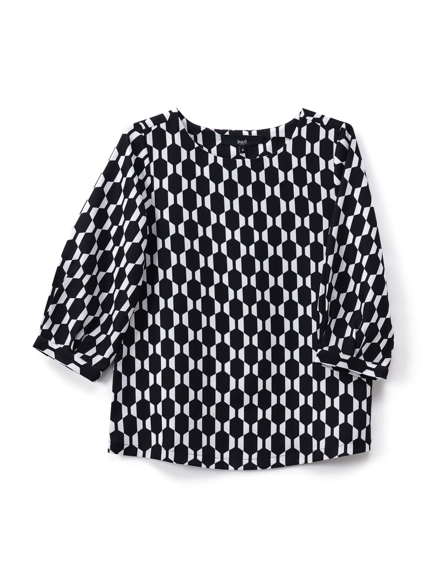 Apex Boat Neck Print Top - Black & White