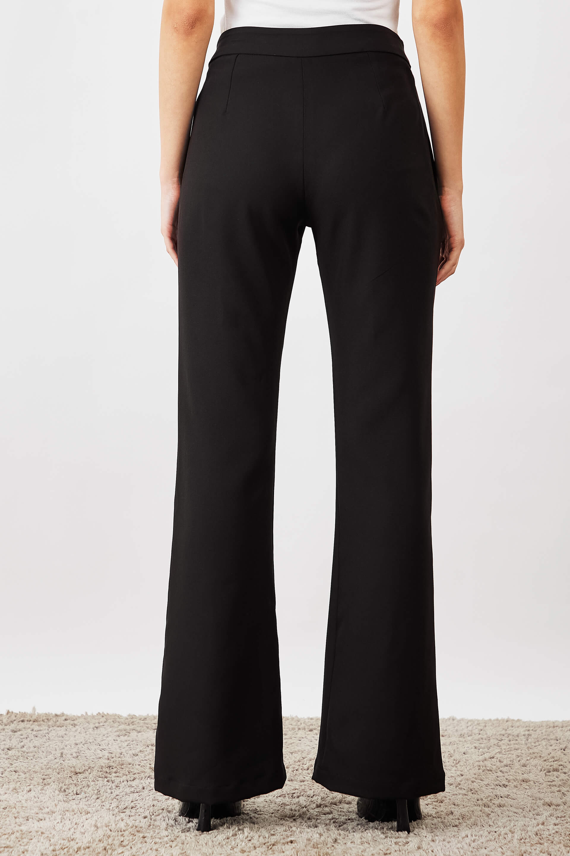 Courteous Flared Mid Rise Pants - Black