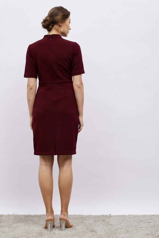 Nutmeg Fall-Winter High Neck Dress - Brown