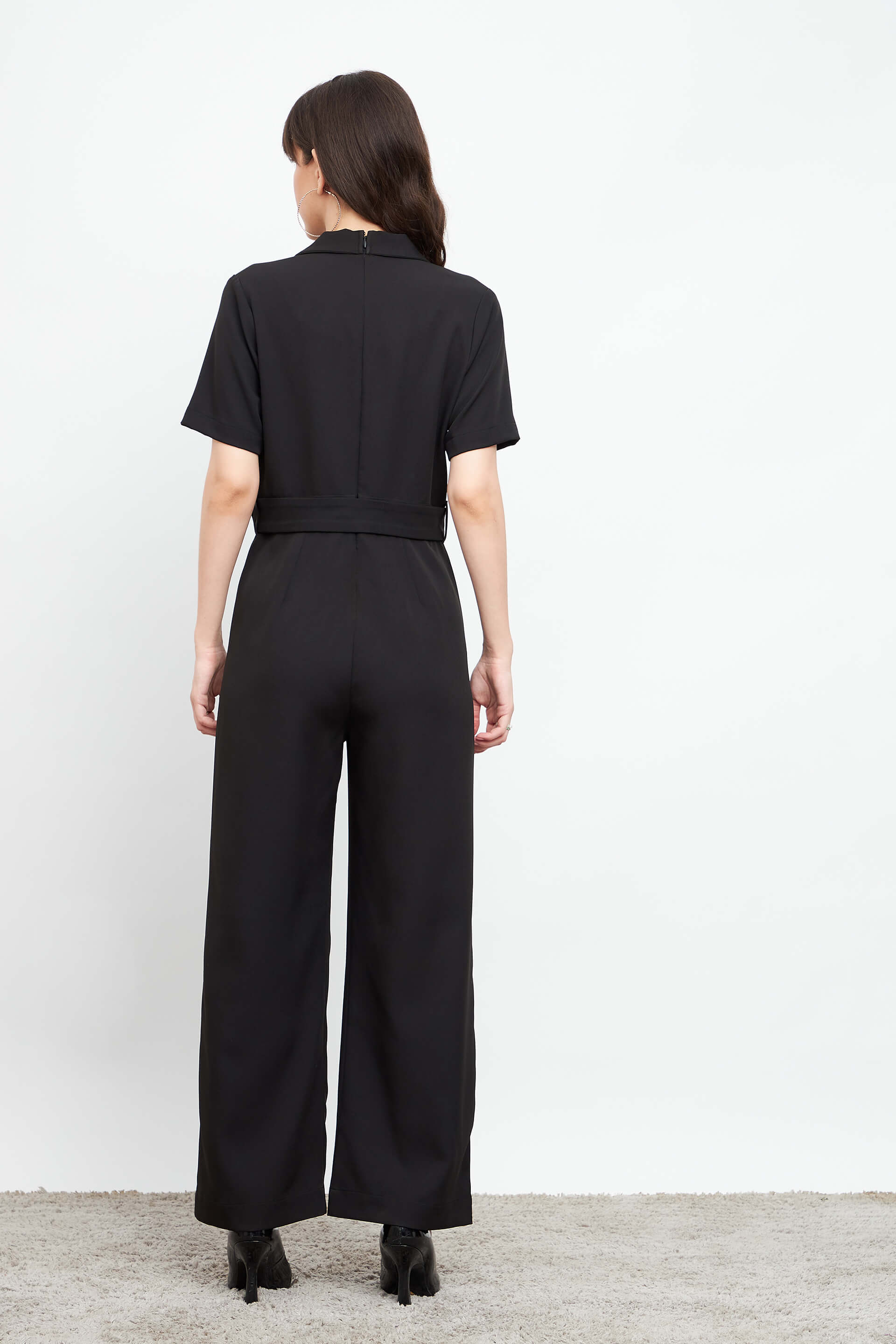 Nightfall Notch Collar Jumpsuit - Black