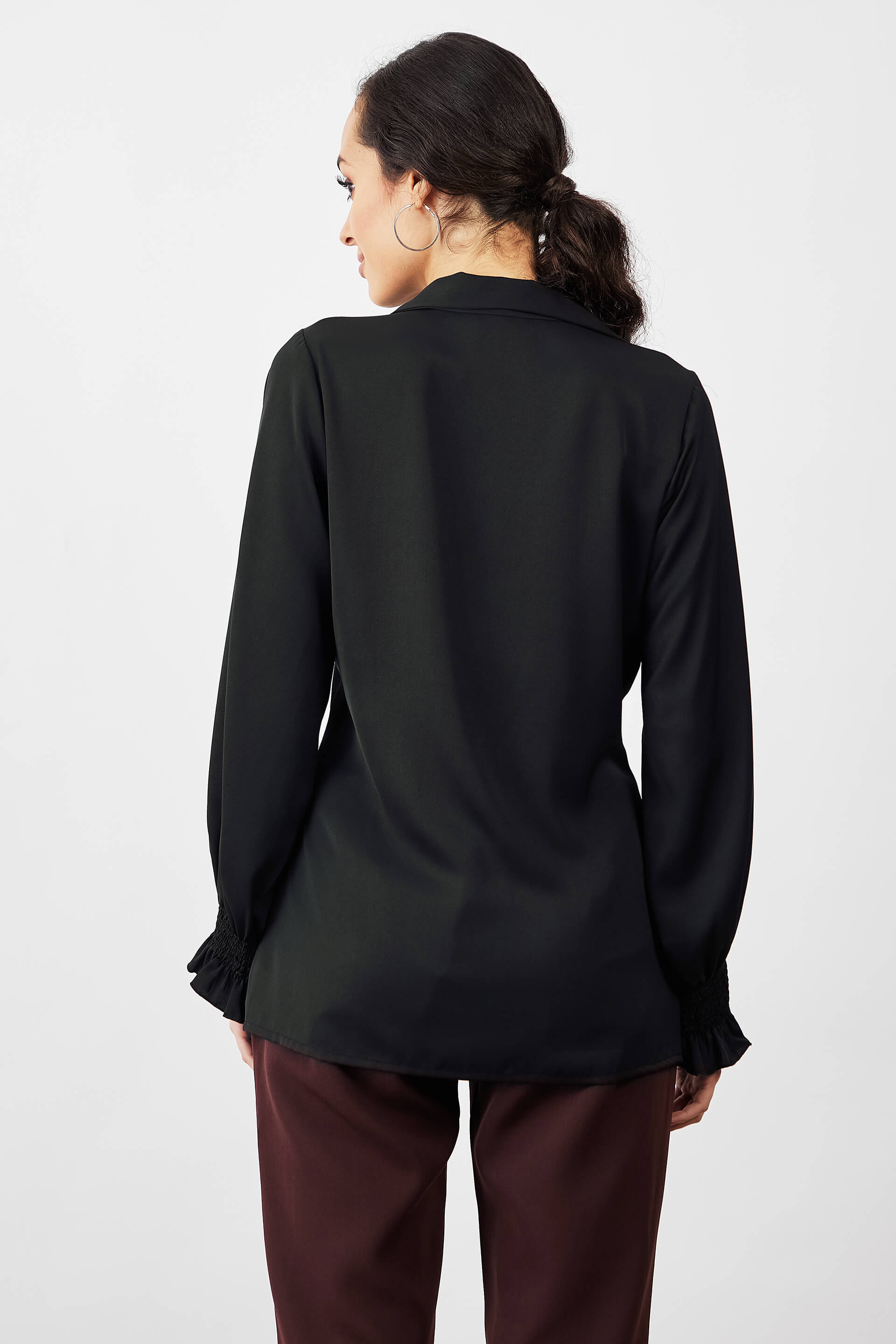 Starlight Collared Neckline Top - Black