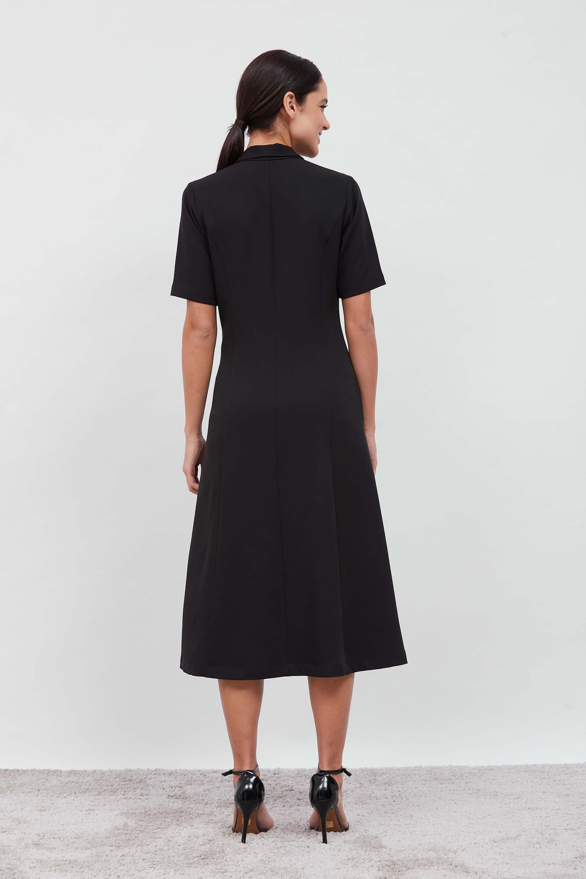 Stalwart Shawl Collared Dress - Black