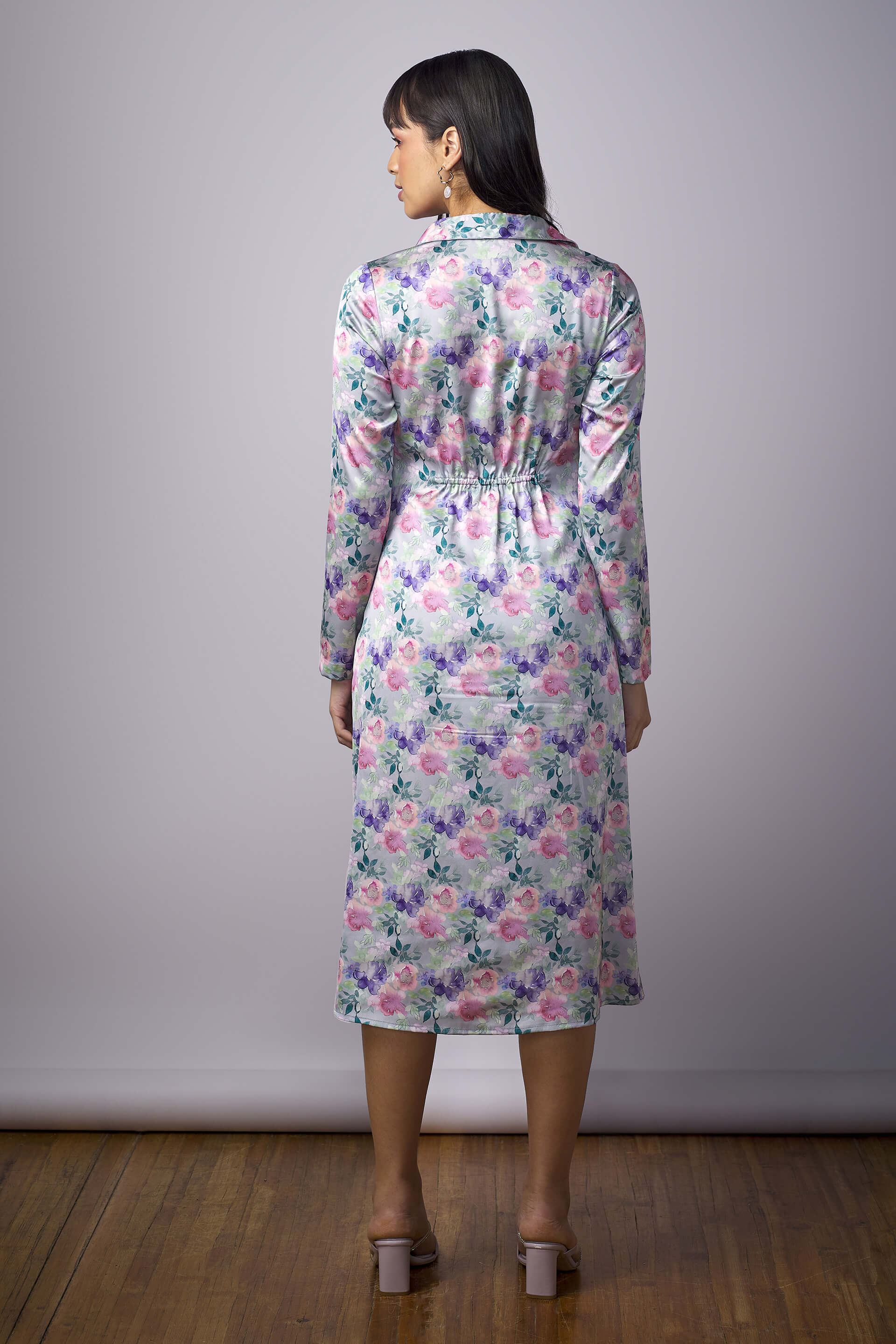 Toni Floral Draped A-Line Dress - Multicolor