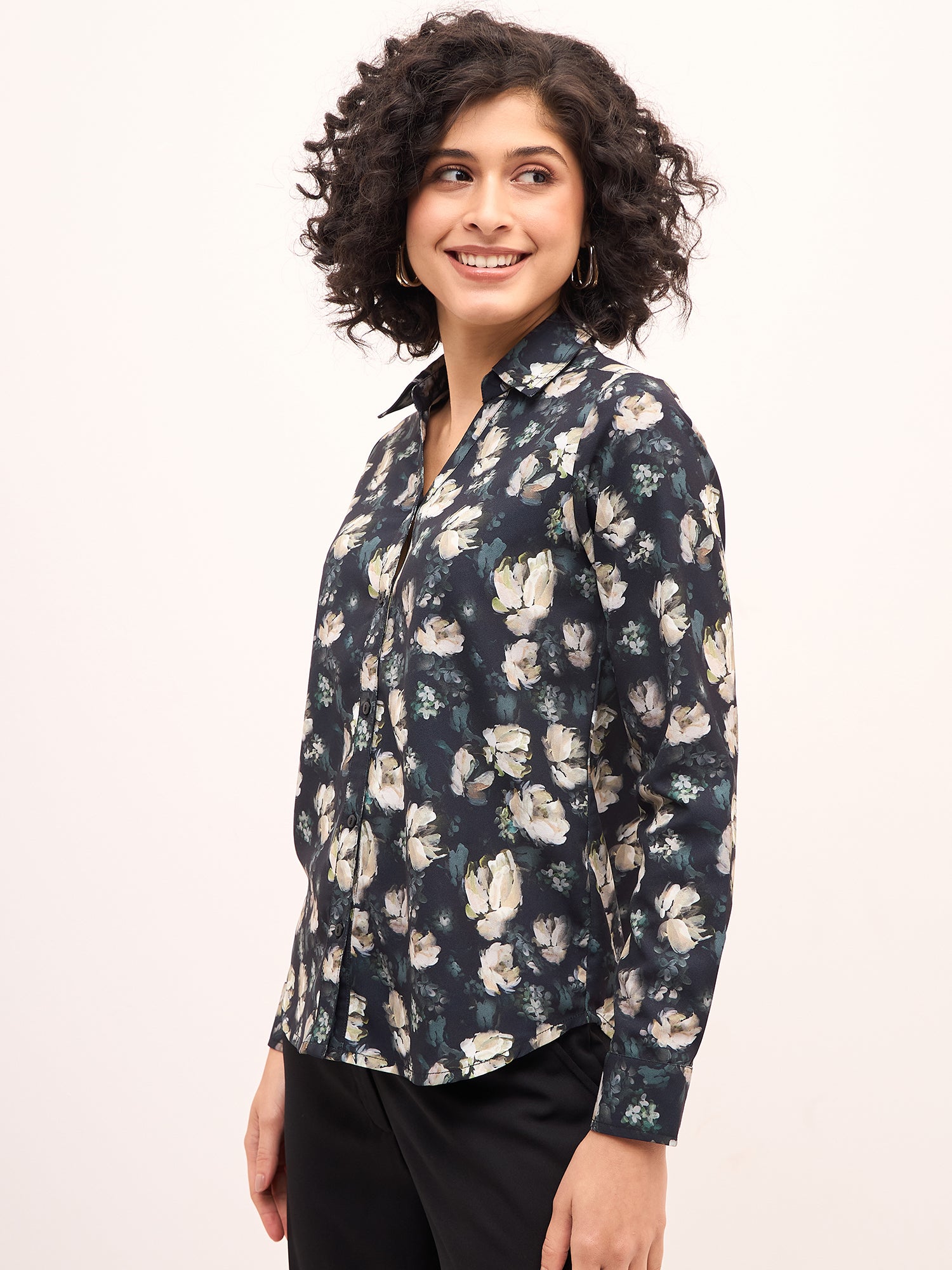 Bleary Floral Button Down Shirt - Multicolor