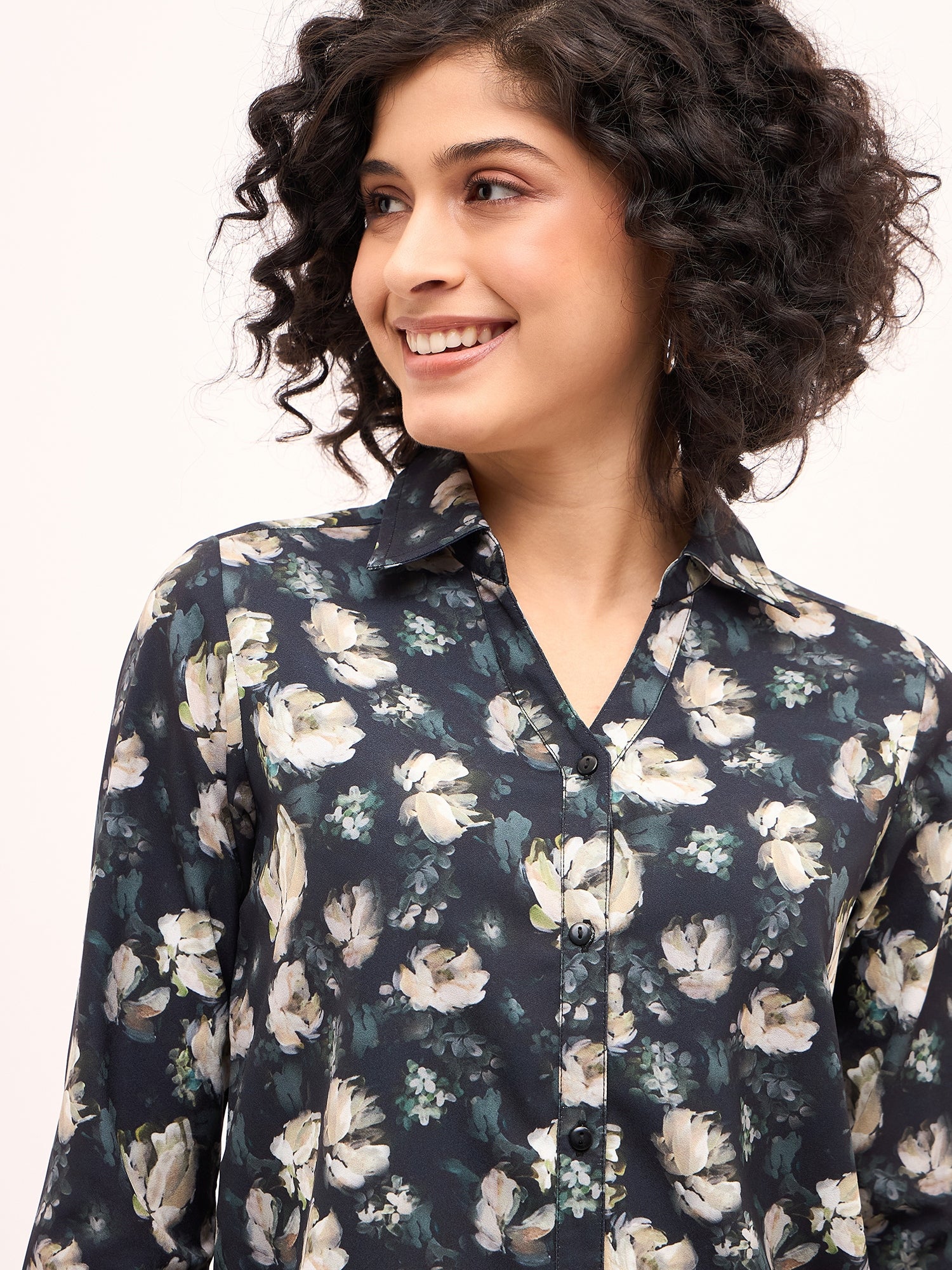 Bleary Floral Button Down Shirt - Multicolor