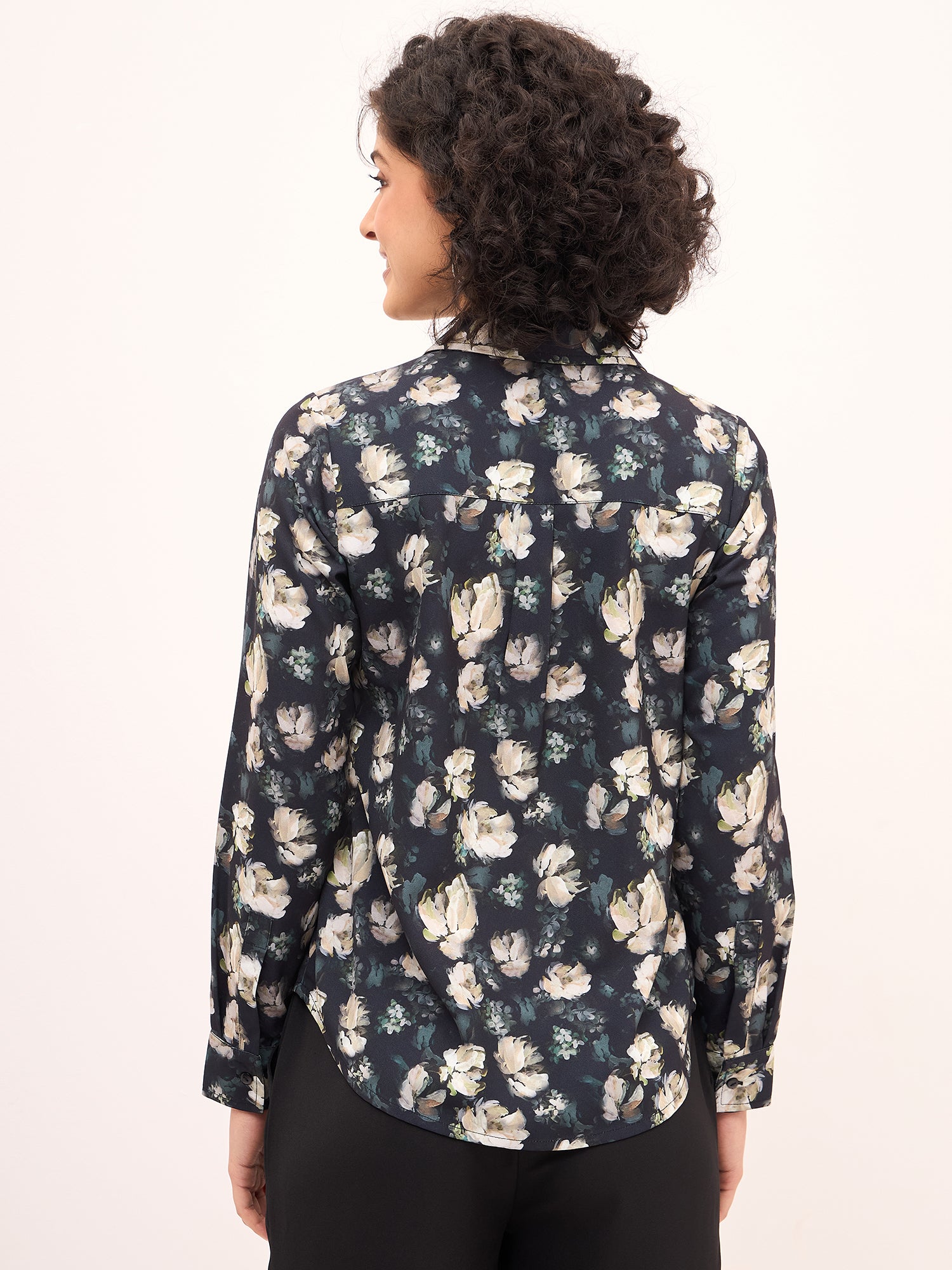 Bleary Floral Button Down Shirt - Multicolor