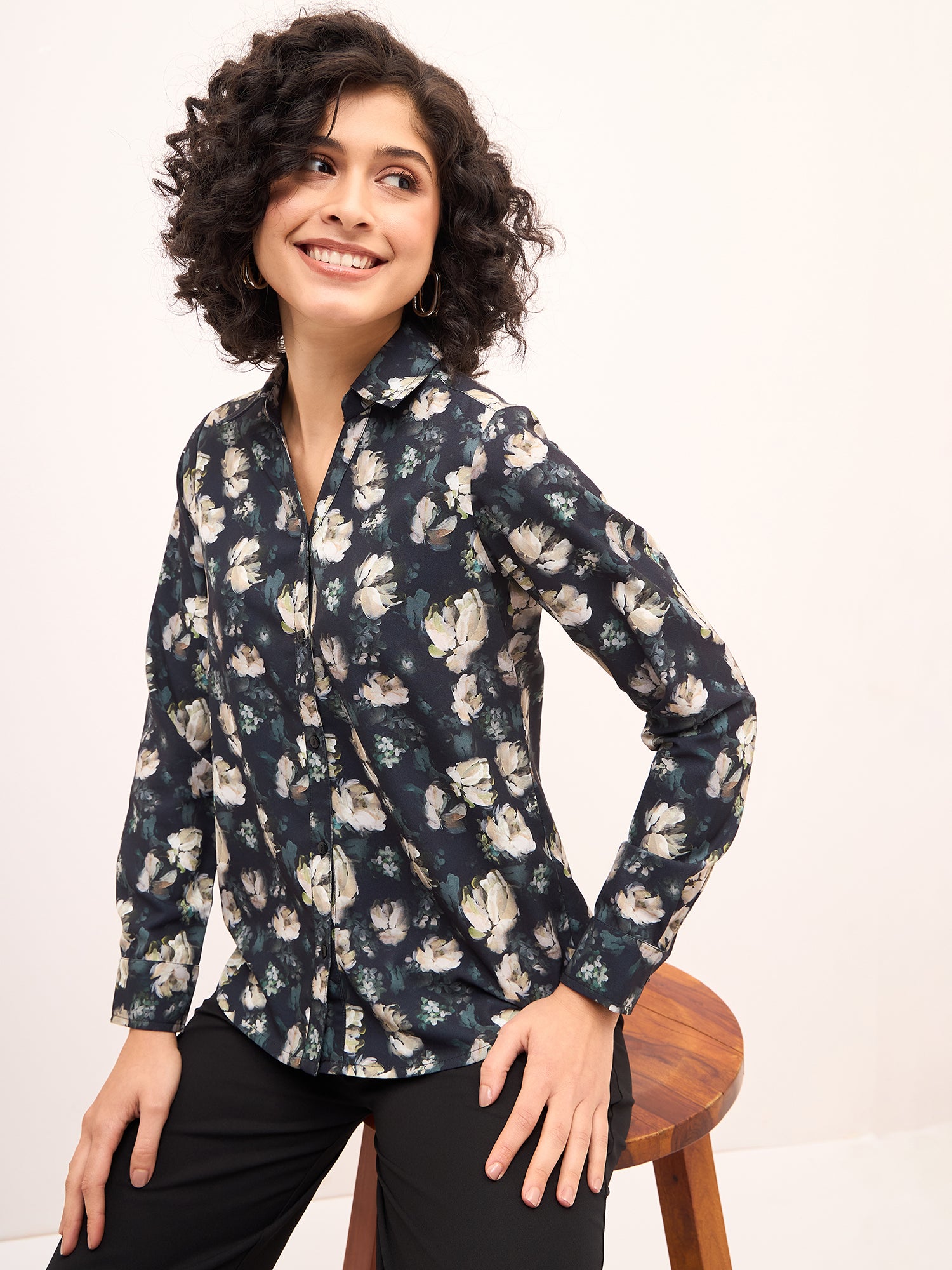 Bleary Floral Button Down Shirt - Multicolor