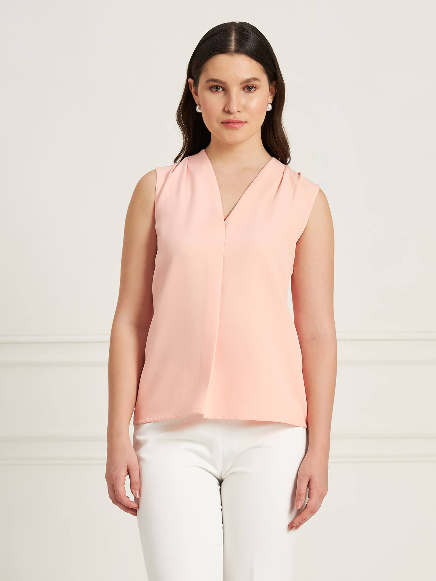 Camellia Top Pleated Top - Light Peach