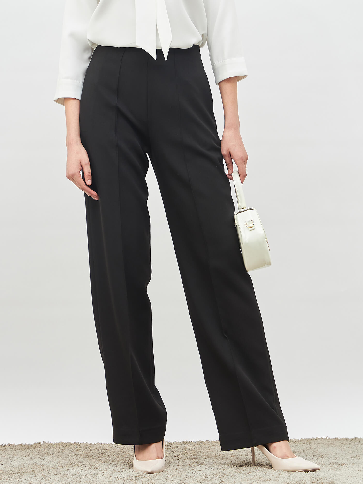 Determined High Rise Straight Trousers - Black