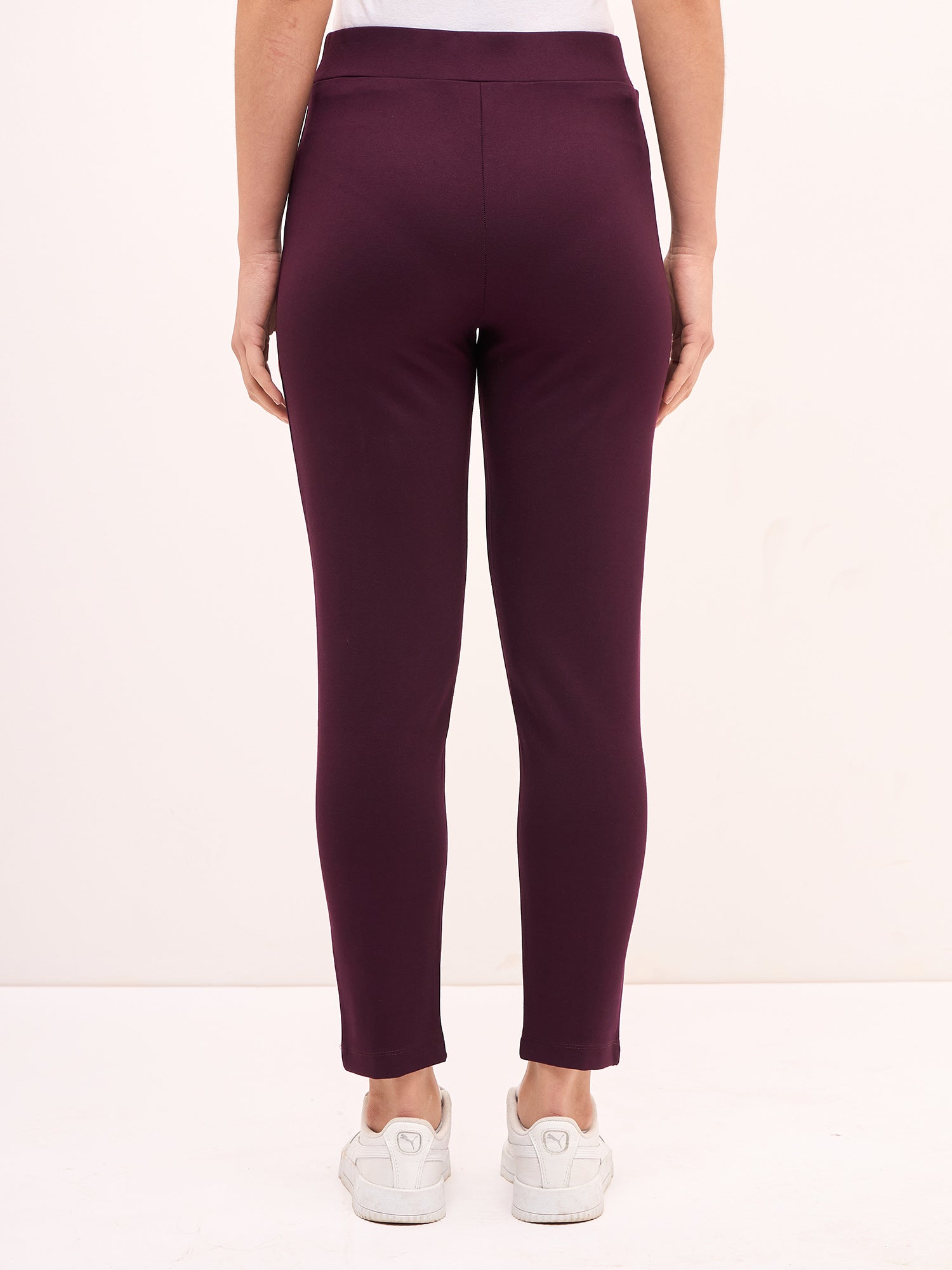 Flex Pull On Slim Jeggings - Burgundy