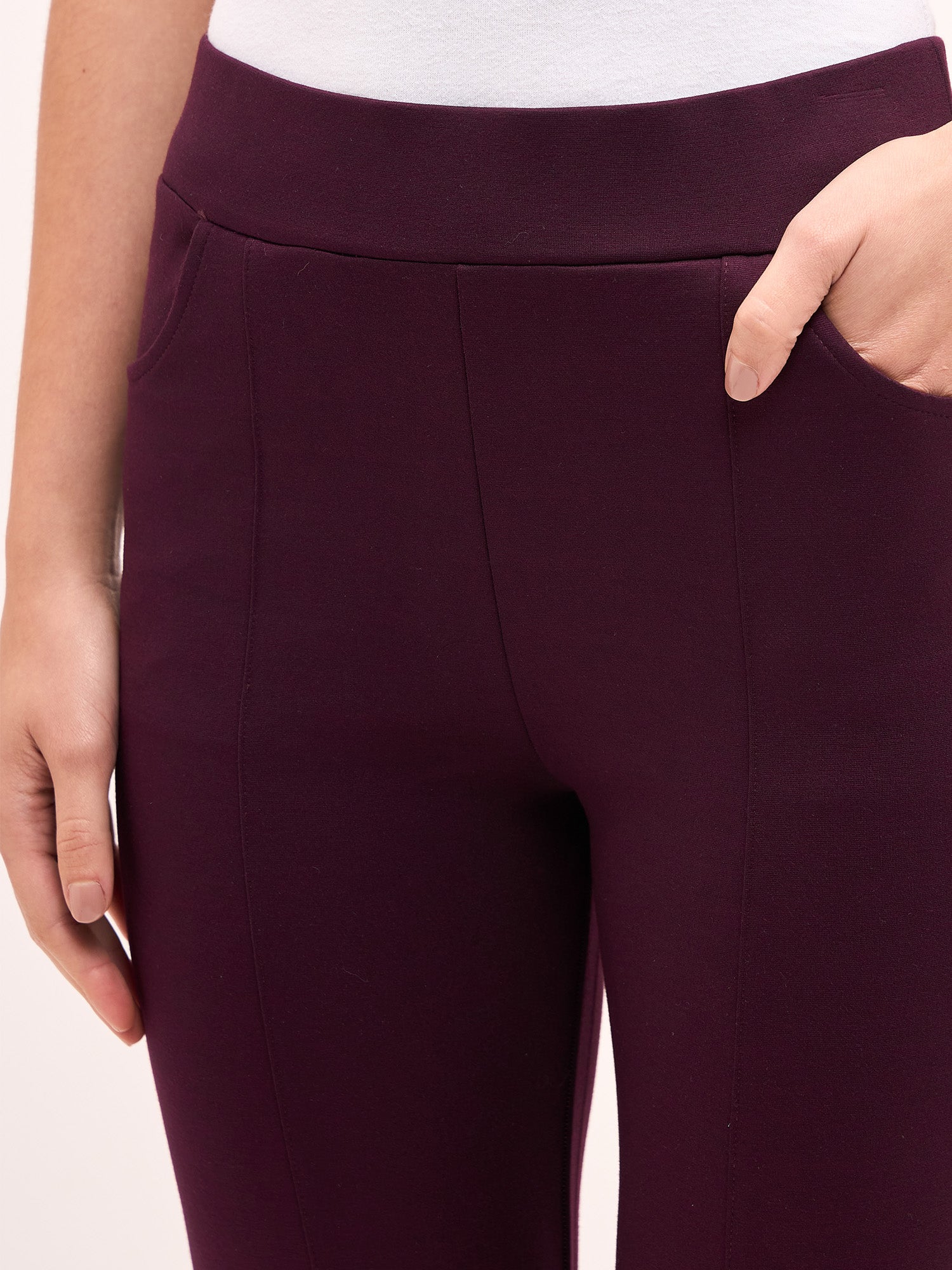 Flex Pull On Slim Jeggings - Burgundy