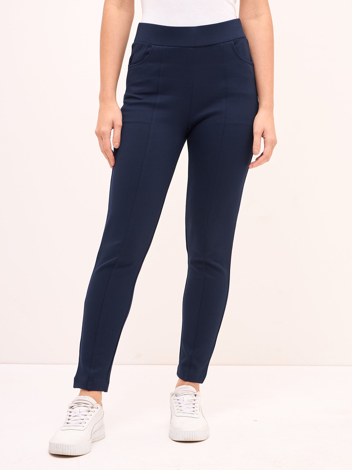 Flex Pull On Slim Jeggings - Navy