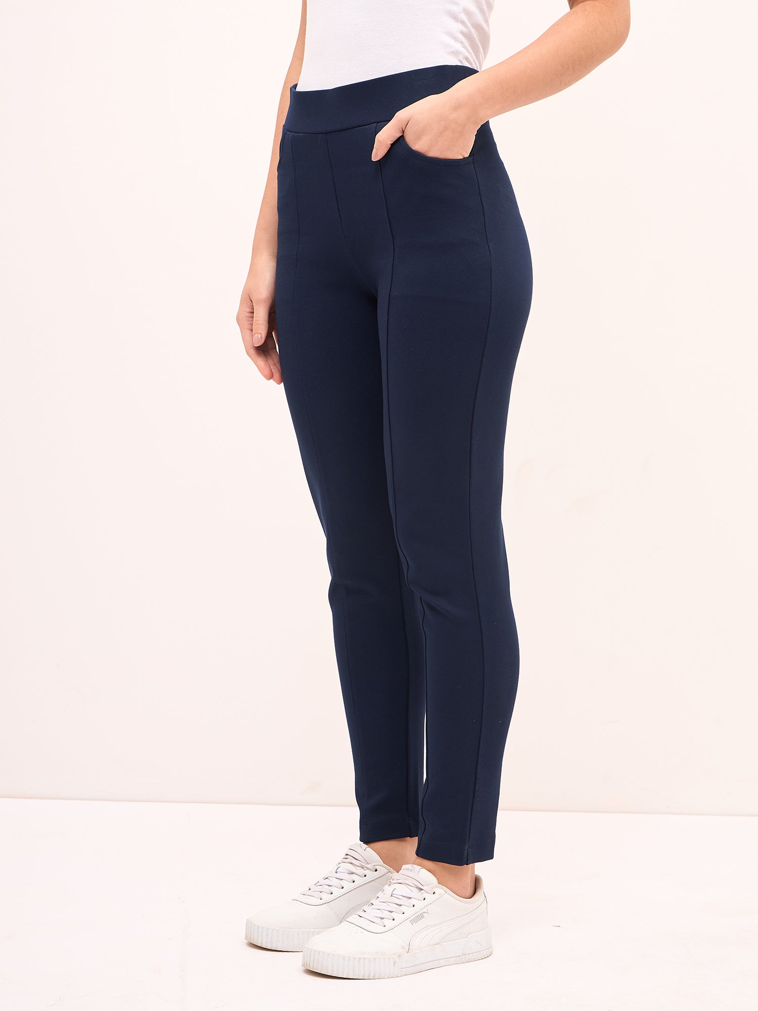 Flex Pull On Slim Jeggings - Navy