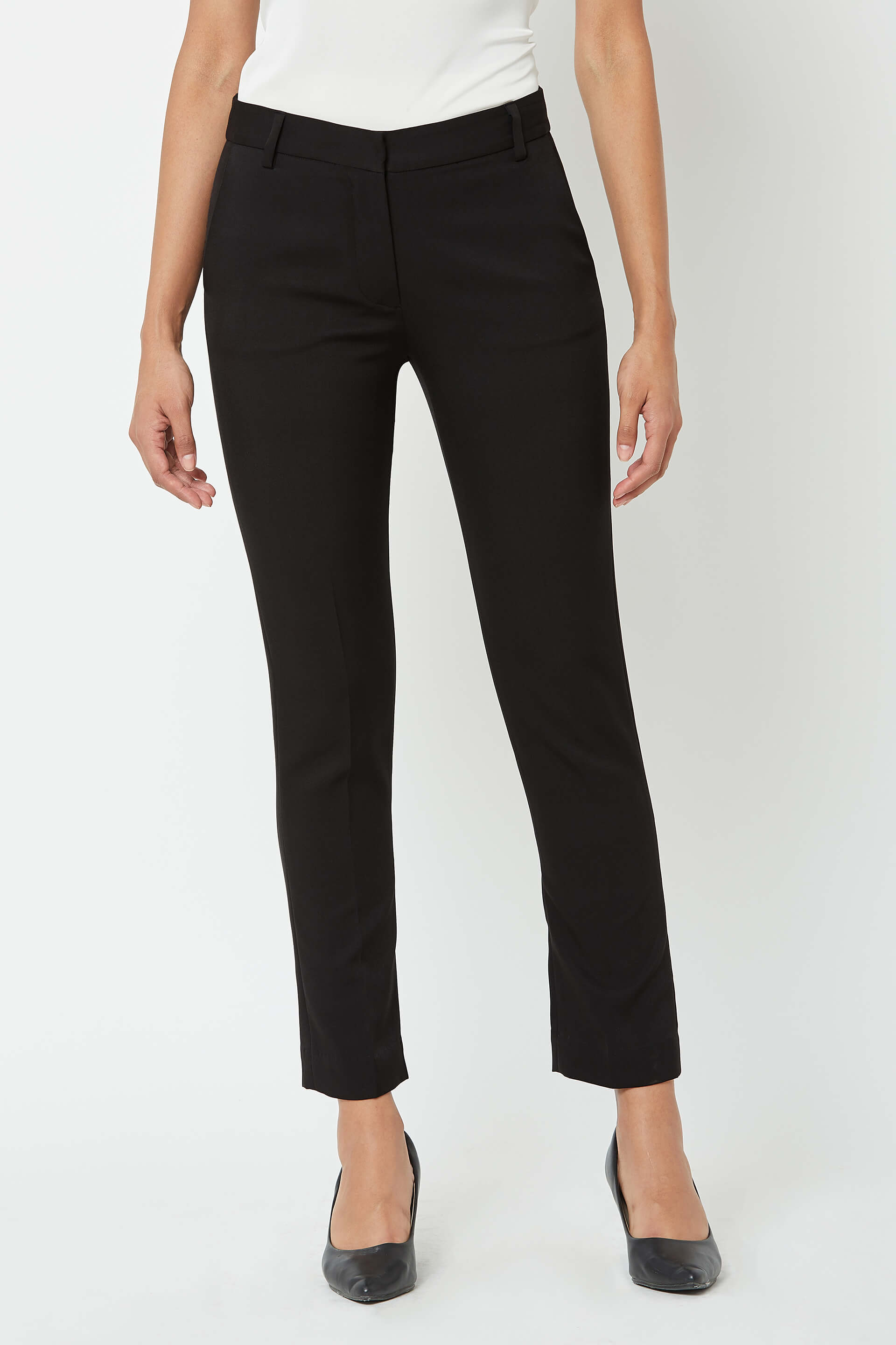 Earnest-Black Mid Rise Slim Pants - Black - SALT Attire
