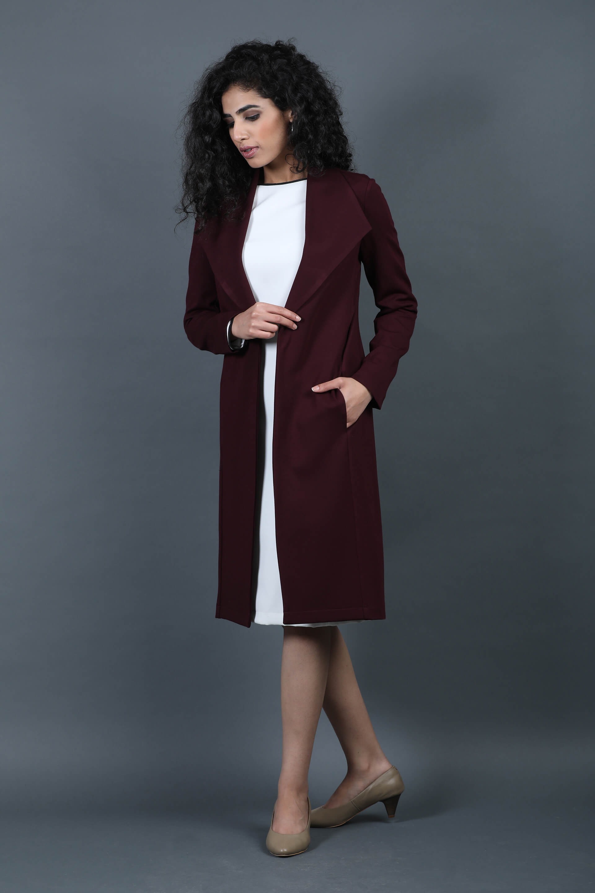 Whistler Shawl Collar Cape-Deep Wine