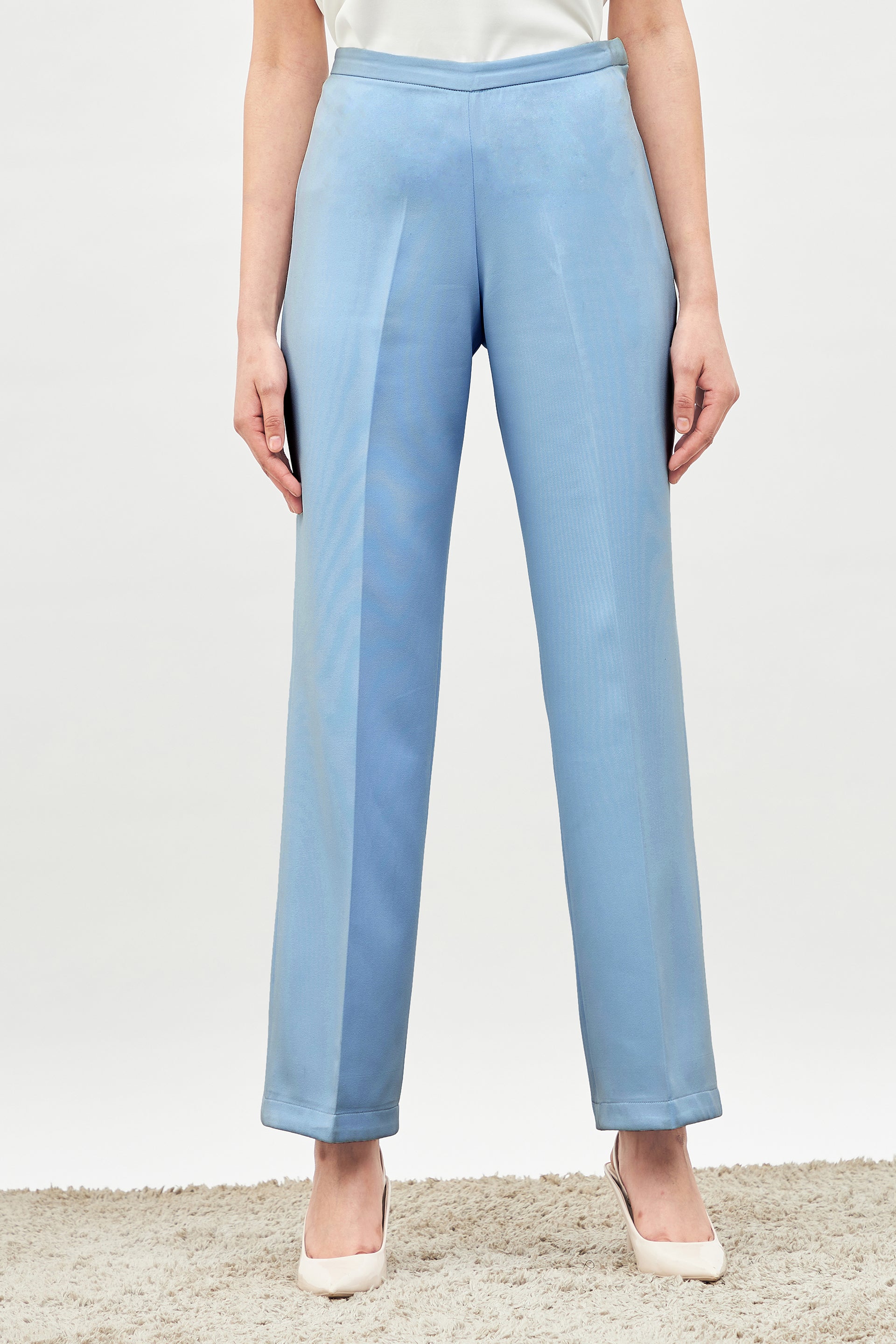 Buy Lupin Formal Side Zip Pant Sky Blue Color Pants for Women SALT Attire