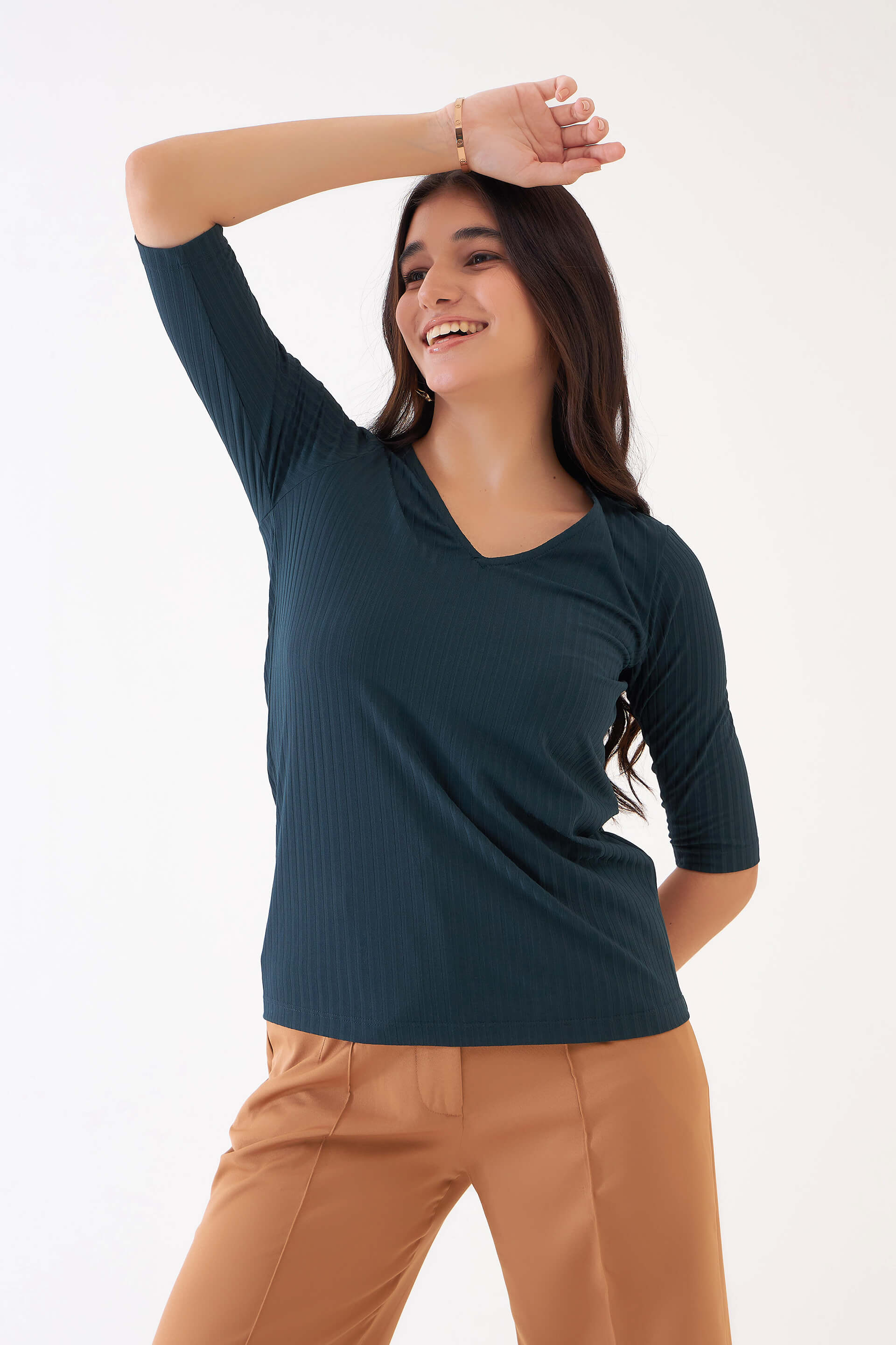 Bianca Rib Knit Top - Dark Green