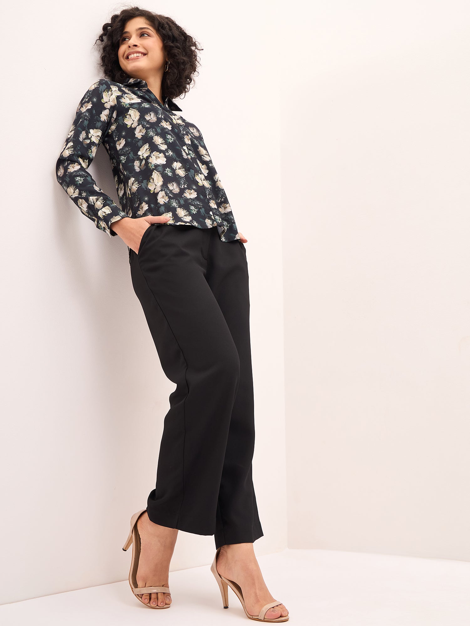 Glaze High Rise Straight Pants - Black