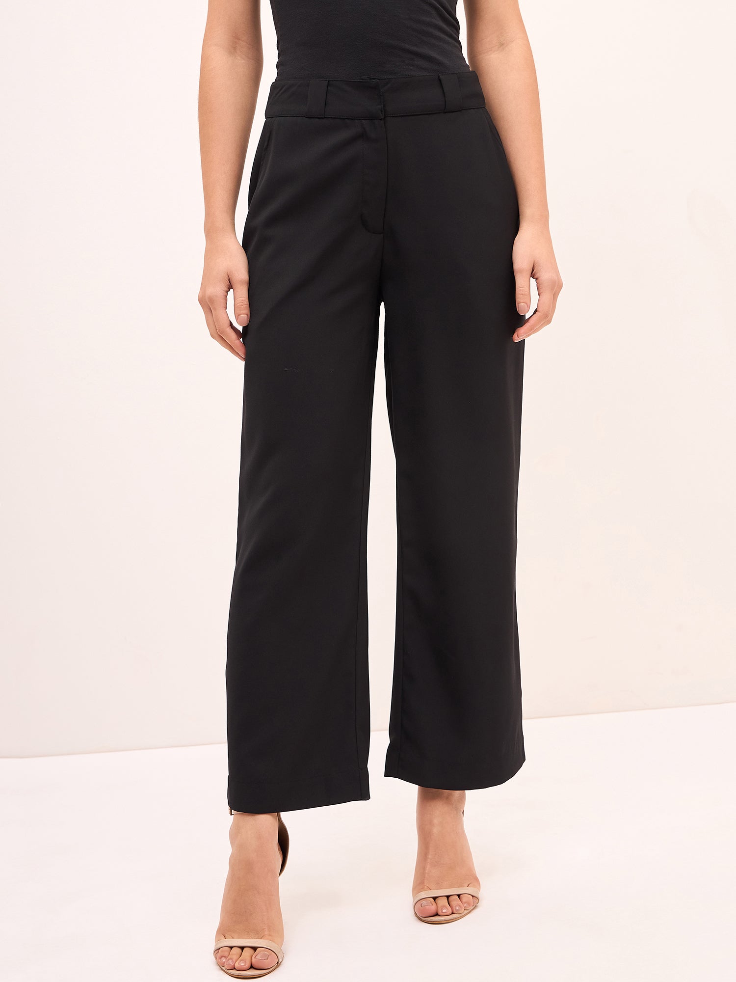 Glaze High Rise Straight Pants - Black