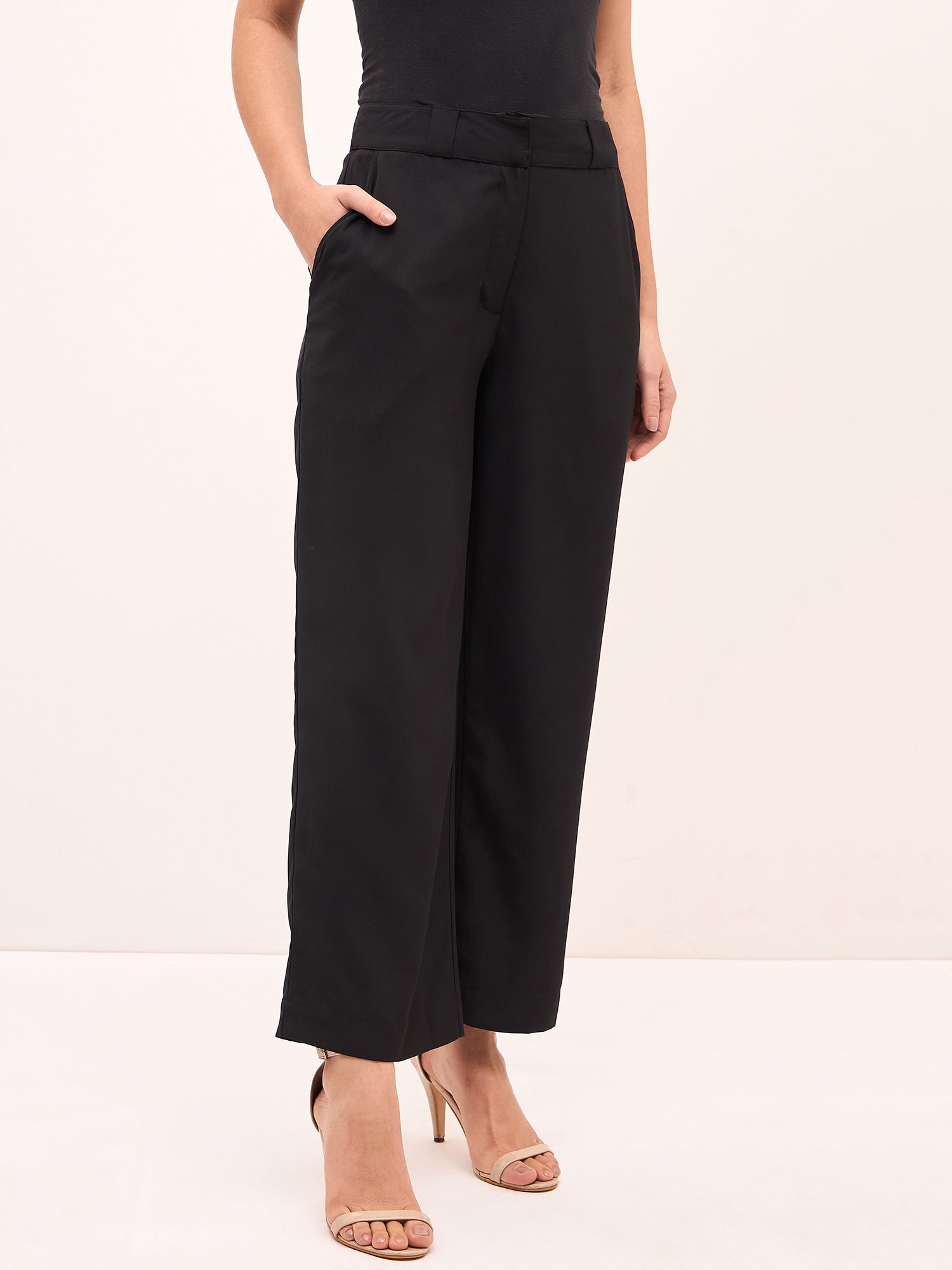 Glaze High Rise Straight Pants - Black