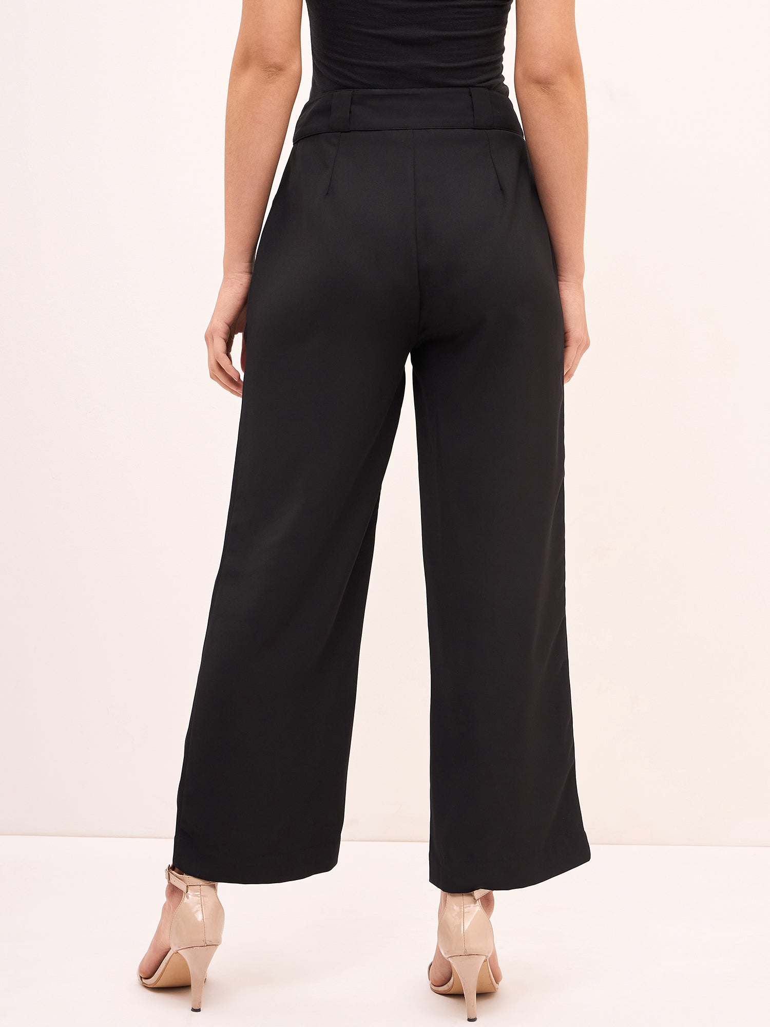 Glaze High Rise Straight Pants - Black